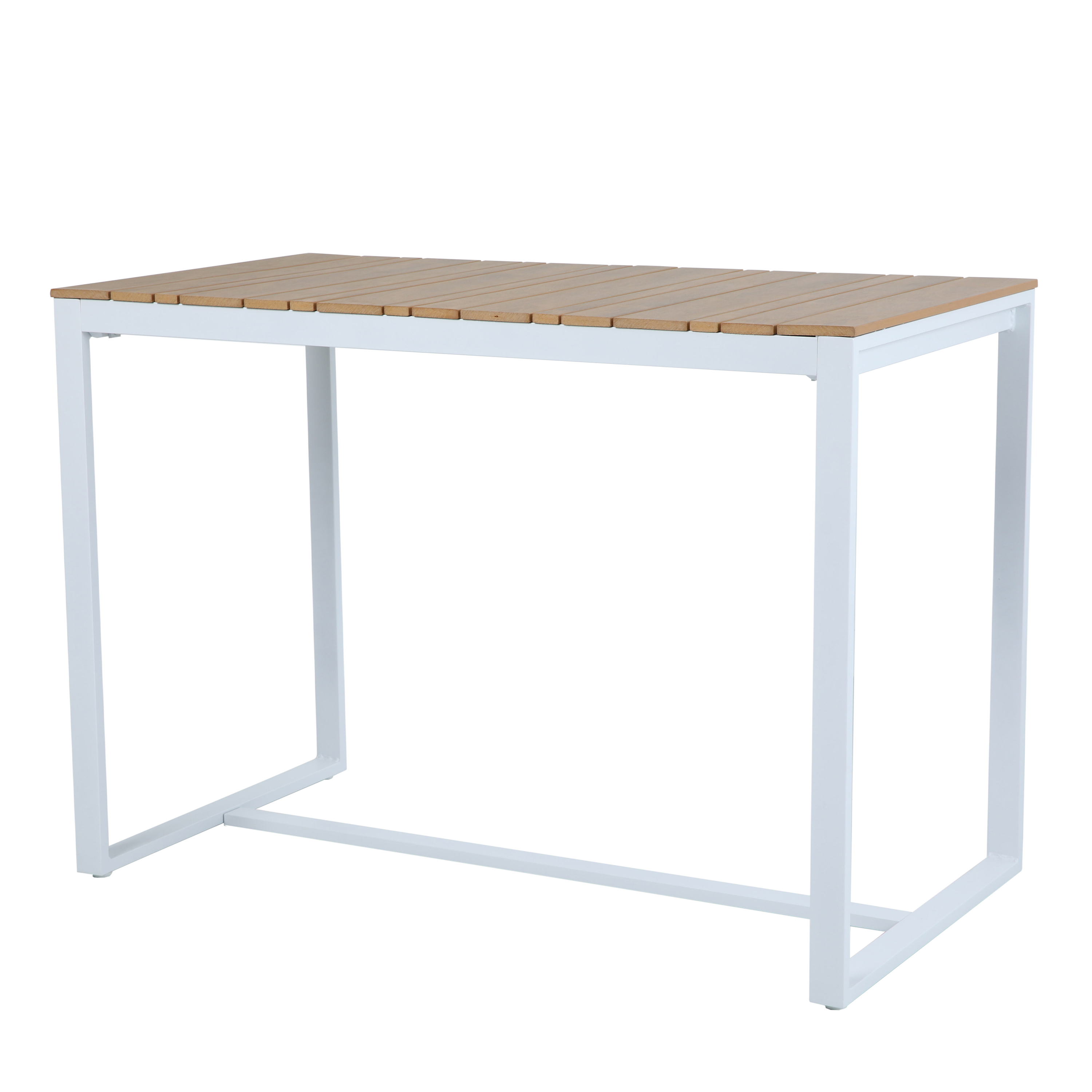 AXI Ravi Bar set with 4 bar stools White with Teak-look Polywood