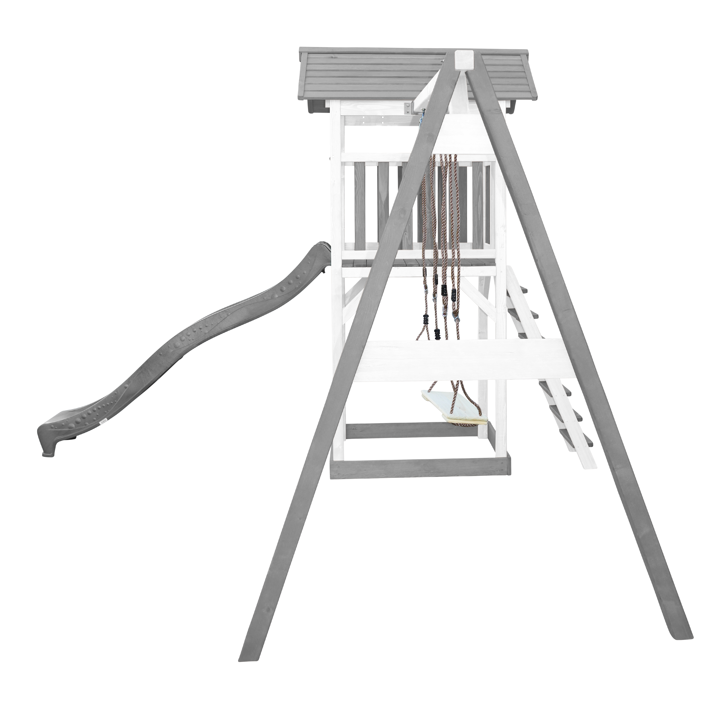 AXI Beach Tower with Double Swing Set Grey/White - Grey Slide