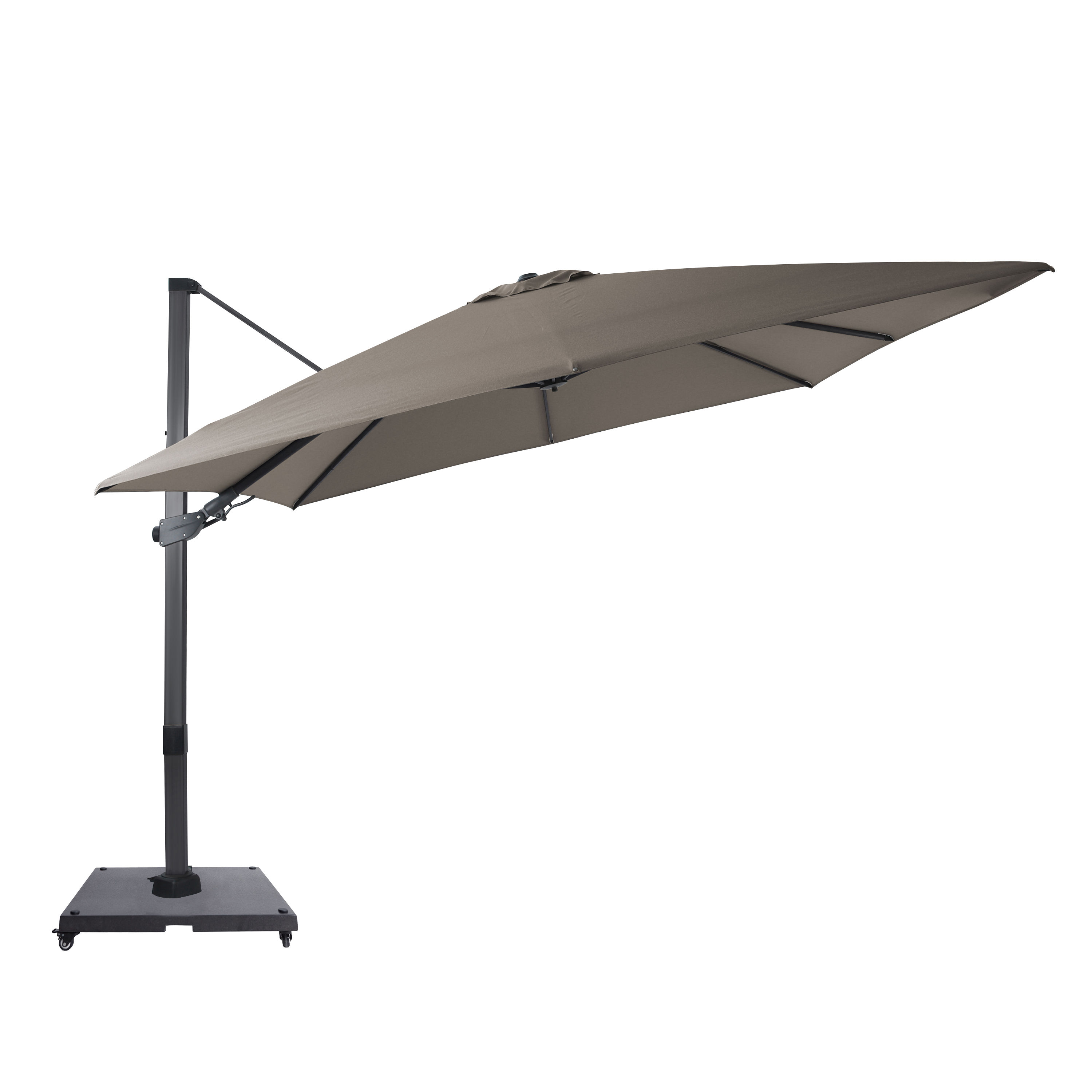 AXI Apollo Premium Cantilever Parasol 300x300cm incl. granite base with wheels Anthracite/Taupe – Complete set