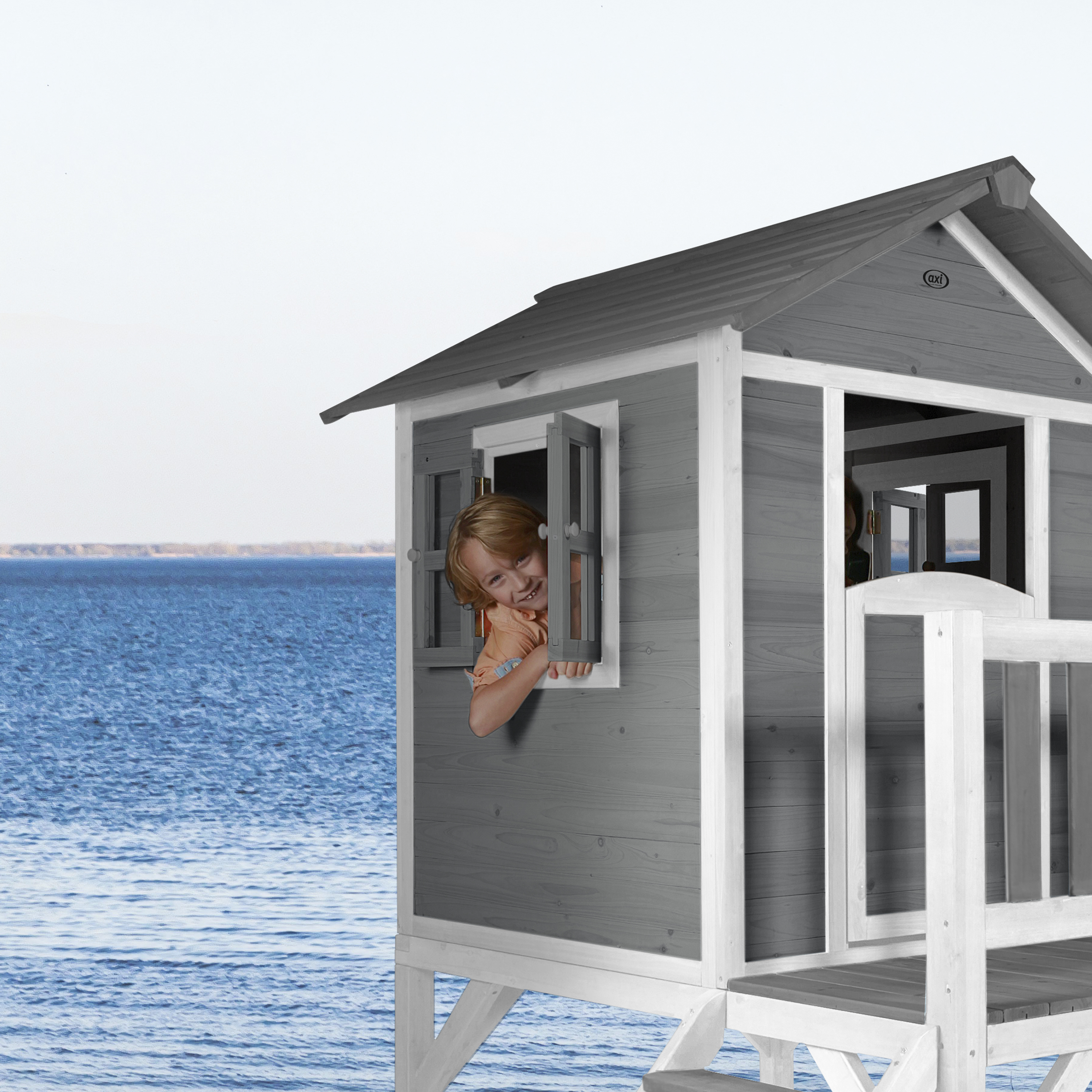 AXI Lodge XL Playhouse Cool Grey - Purple Slide