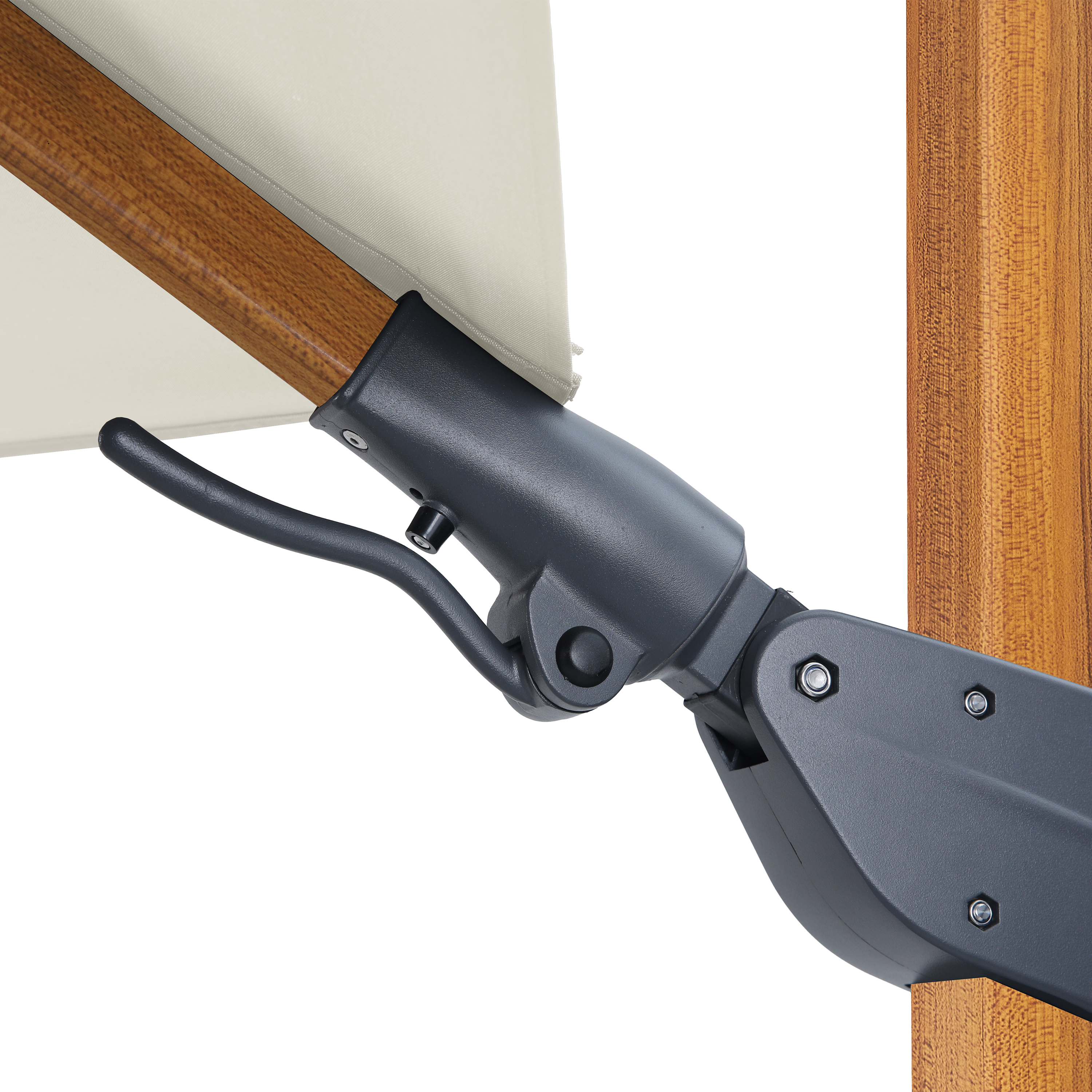 AXI Apollo Premium Cantilever Parasol 300x300cm - Wood-look/Beige-8720365063541 AXI Apollo Premium Cantilever Parasol 300x300cm - Wood-look/Beige