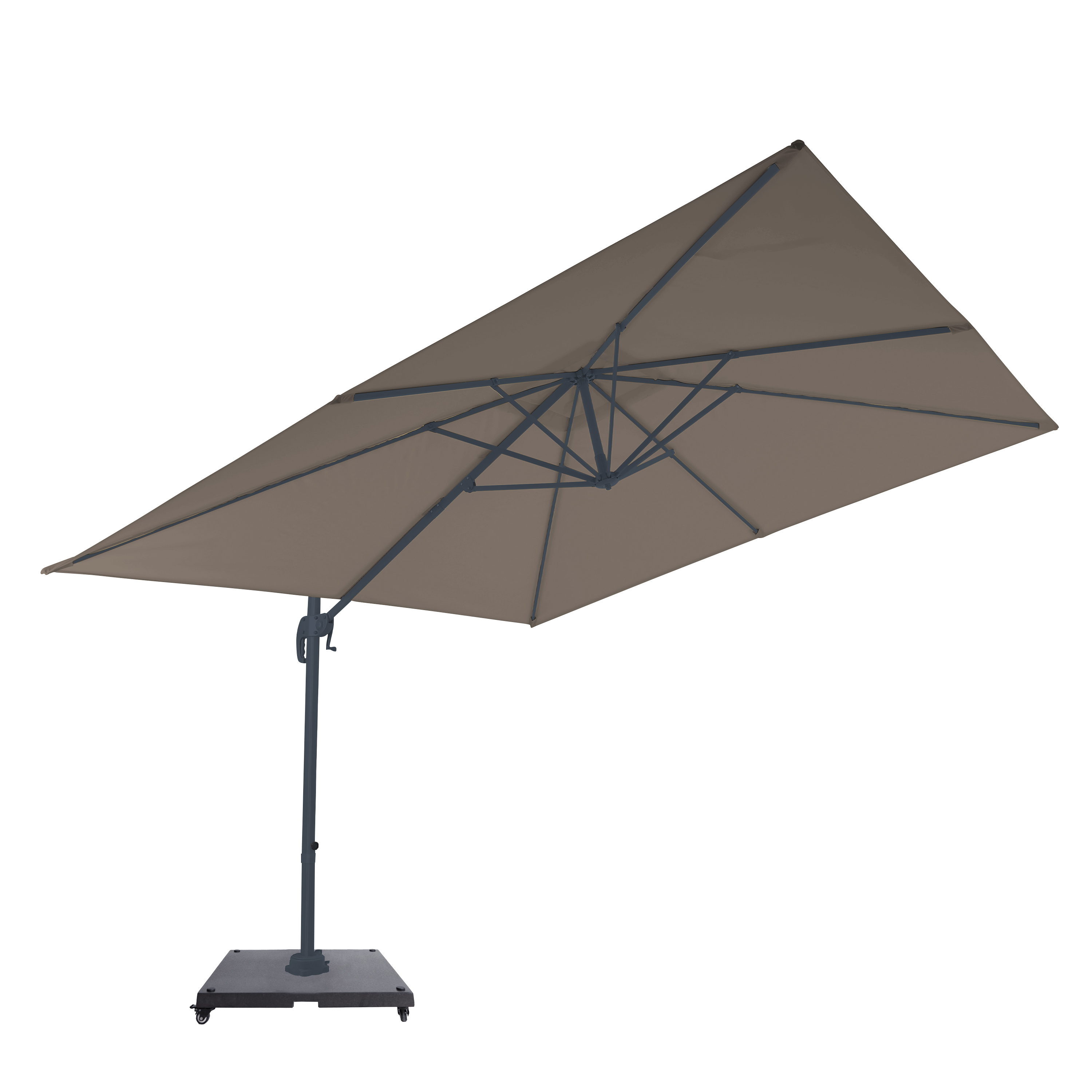 AXI Nima Cantilever Parasol 300x300 cm incl. Parasol Base with Wheels Anthracite/Taupe – Complete Set