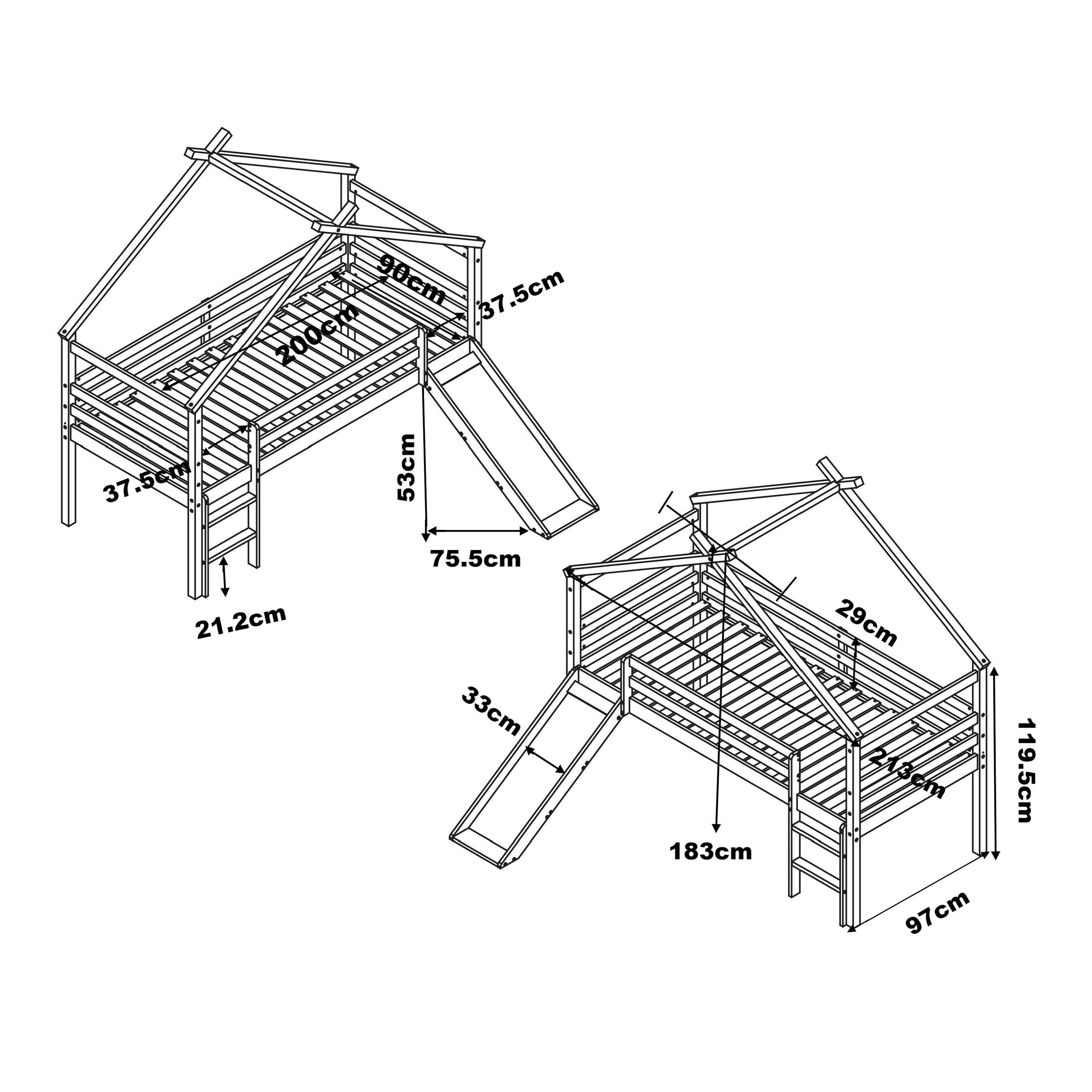 Sunny River Mid Sleeper with Slide Brown/White – Without Mattress