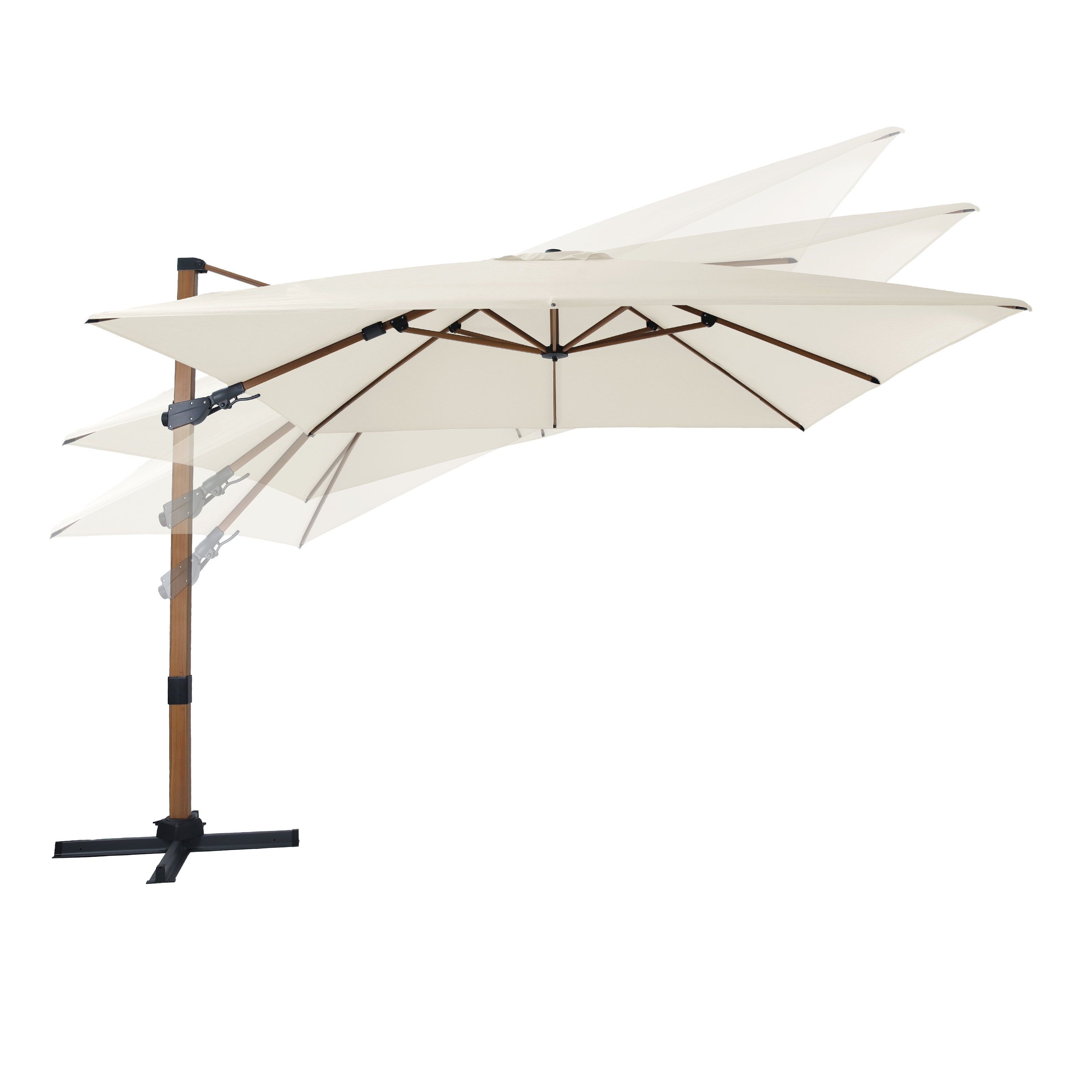 AXI Apollo Premium Cantilever Parasol 300x300cm - Wood-look/Beige-8720365063541 AXI Apollo Premium Cantilever Parasol 300x300cm - Wood-look/Beige