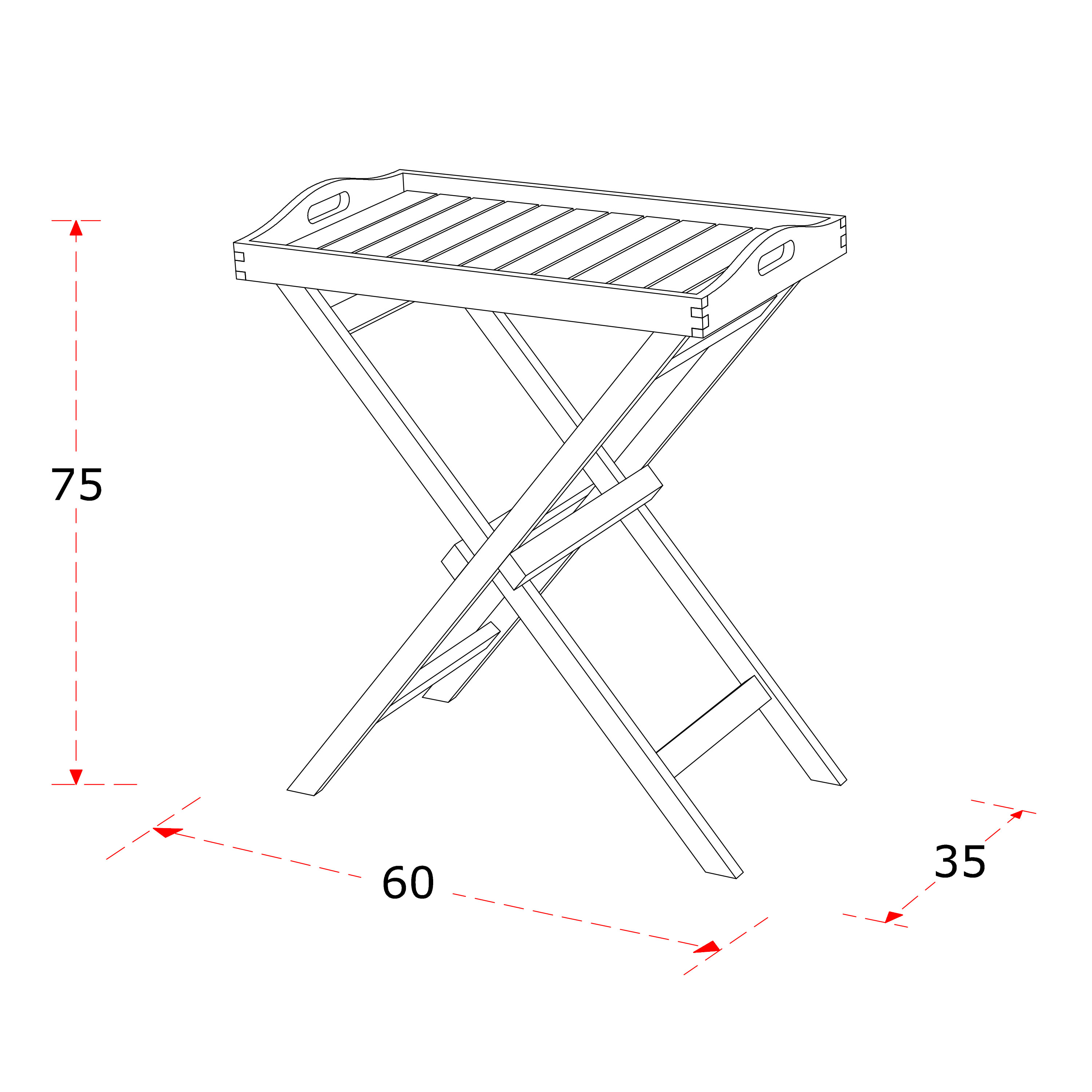 AXI Lora Teak Folding Side Table with Removable Tray