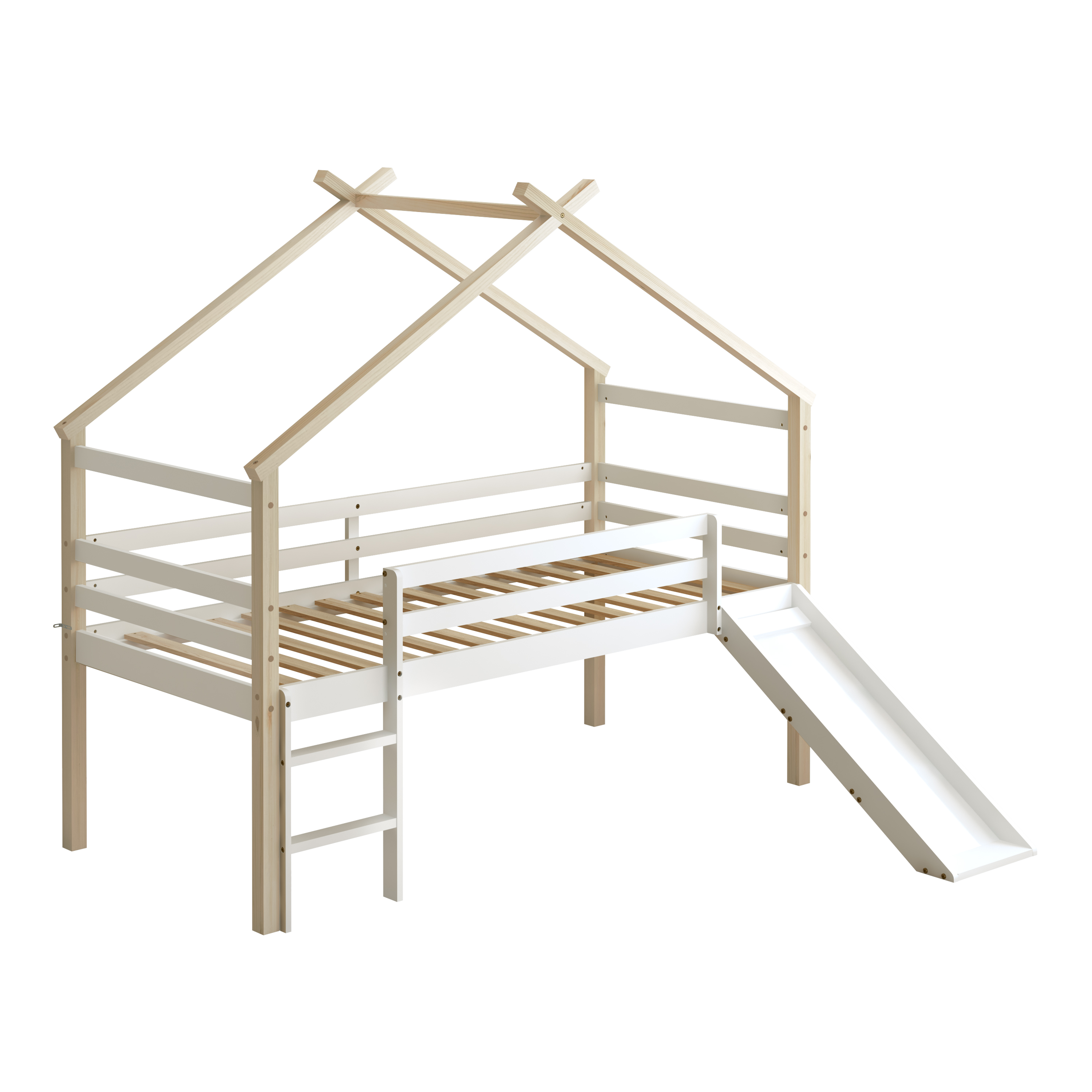 Sunny River Mid Sleeper with Slide Brown/White – Without Mattress