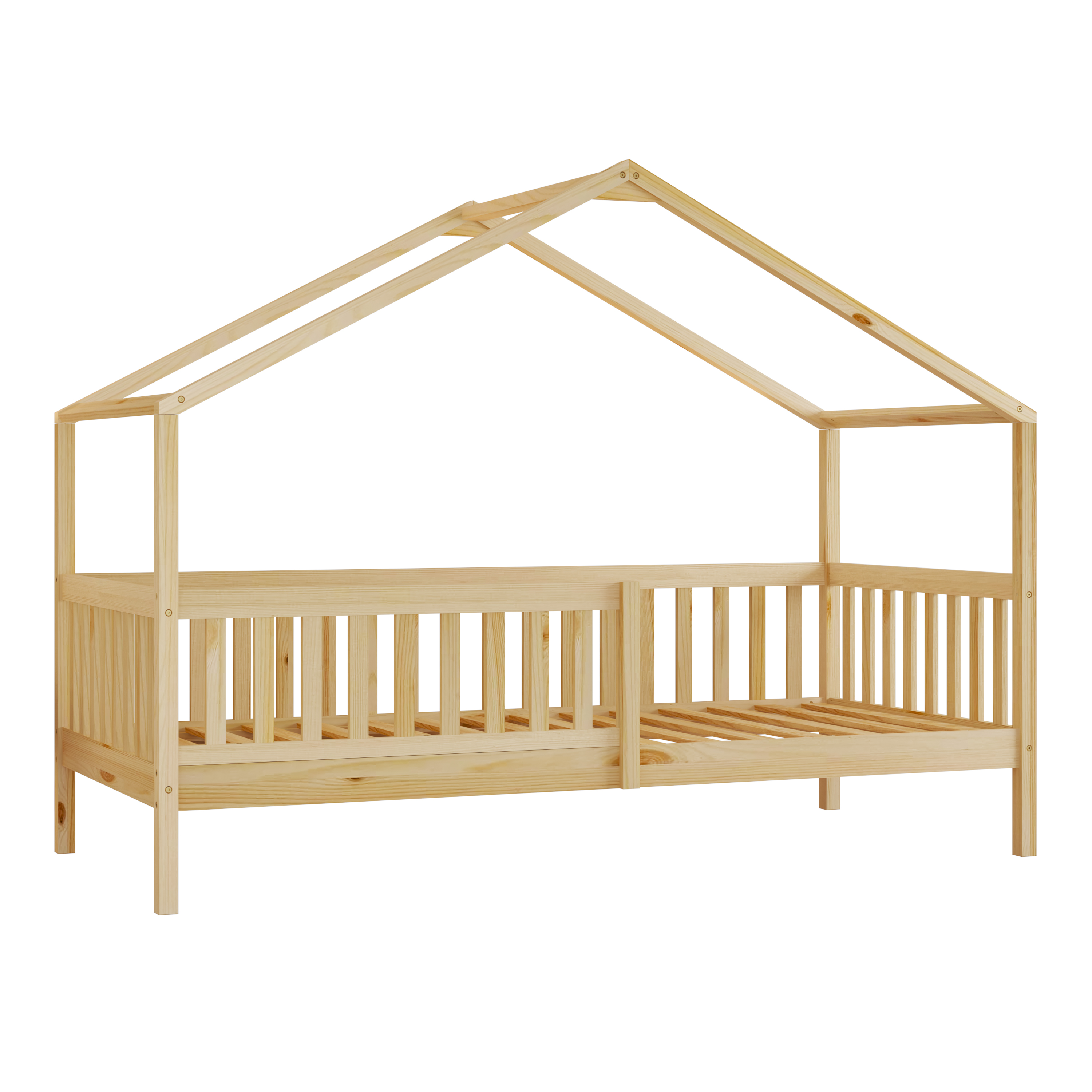 Sunny Kae House Bed with Guardrail Natural – Without Mattress