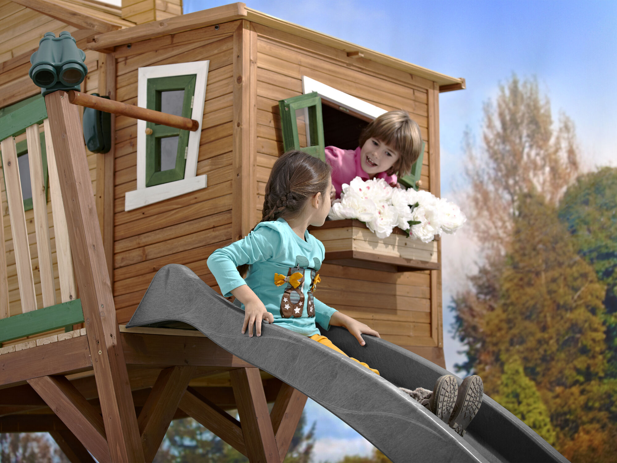AXI Sky230 Glijbaan met wateraansluiting Grijs - 228 cm
