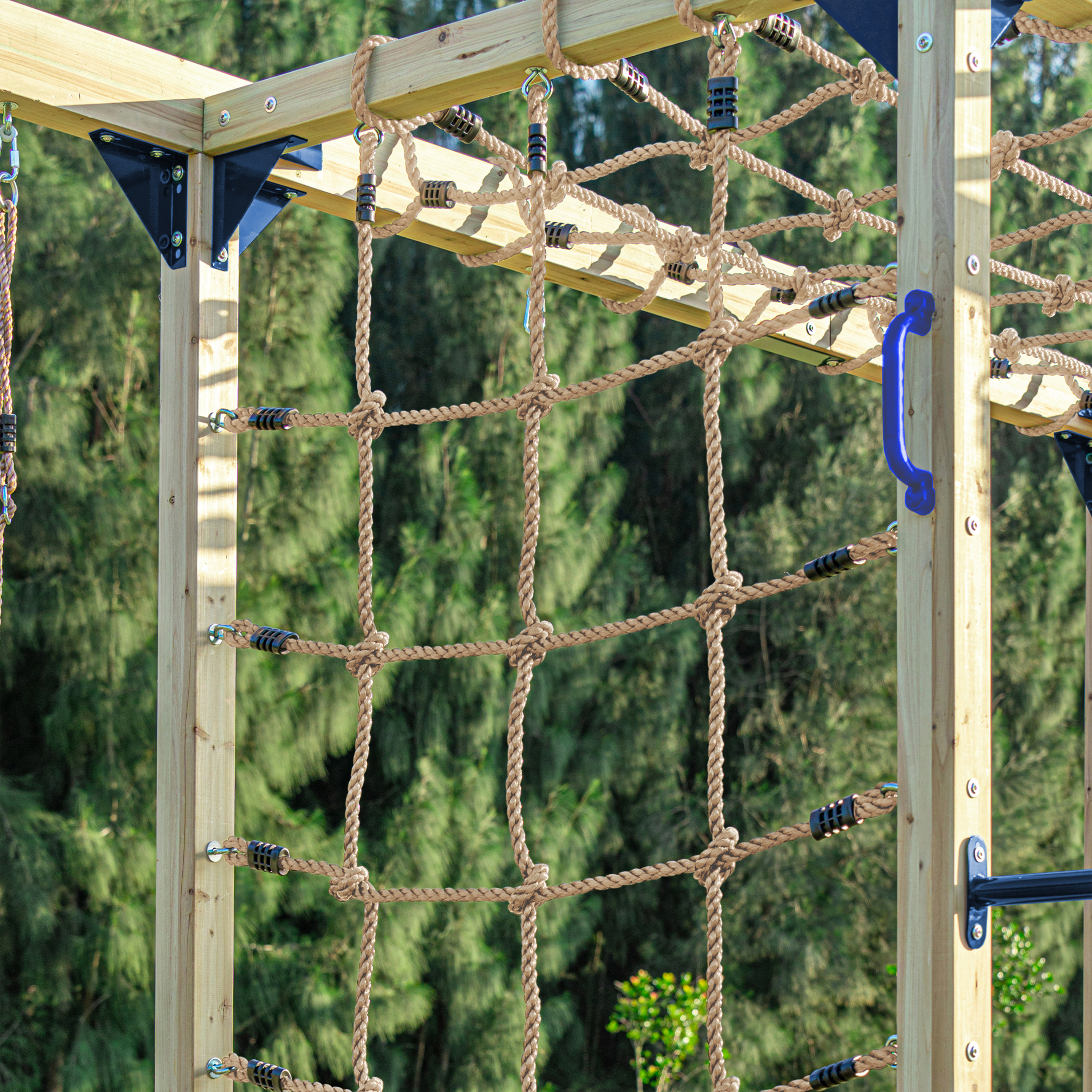 AXI Boris Wooden Playcentre with Swings. Trapeze. Climbing Nets and Monkey Bars – Purple Slide-8720365066665 AXI Boris Wooden Playcentre with Swings. Trapeze. Climbing Nets and Monkey Bars – Purple Slide