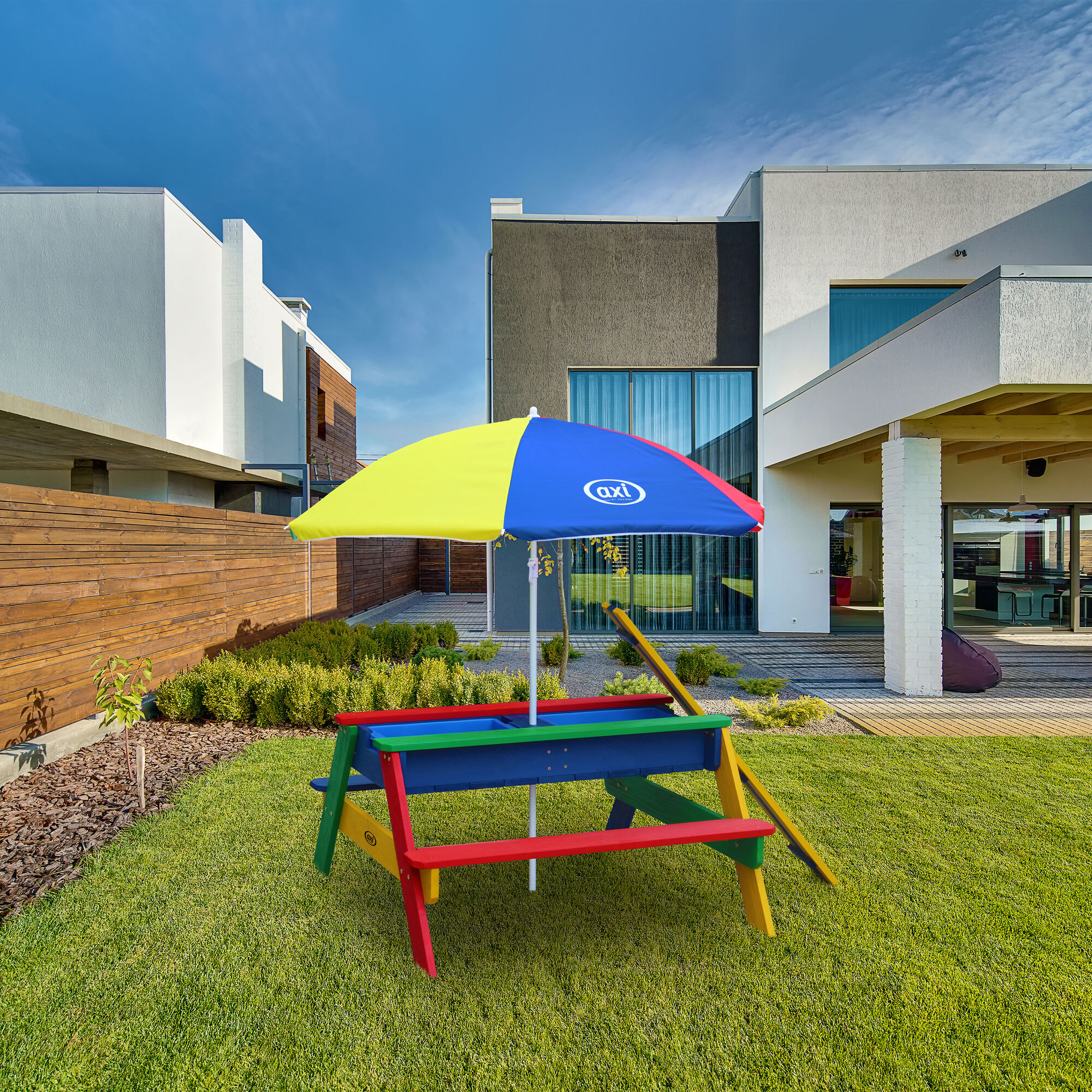 AXI Nick Zand & Water Picknicktafel Regenboog - Parasol Regenboog