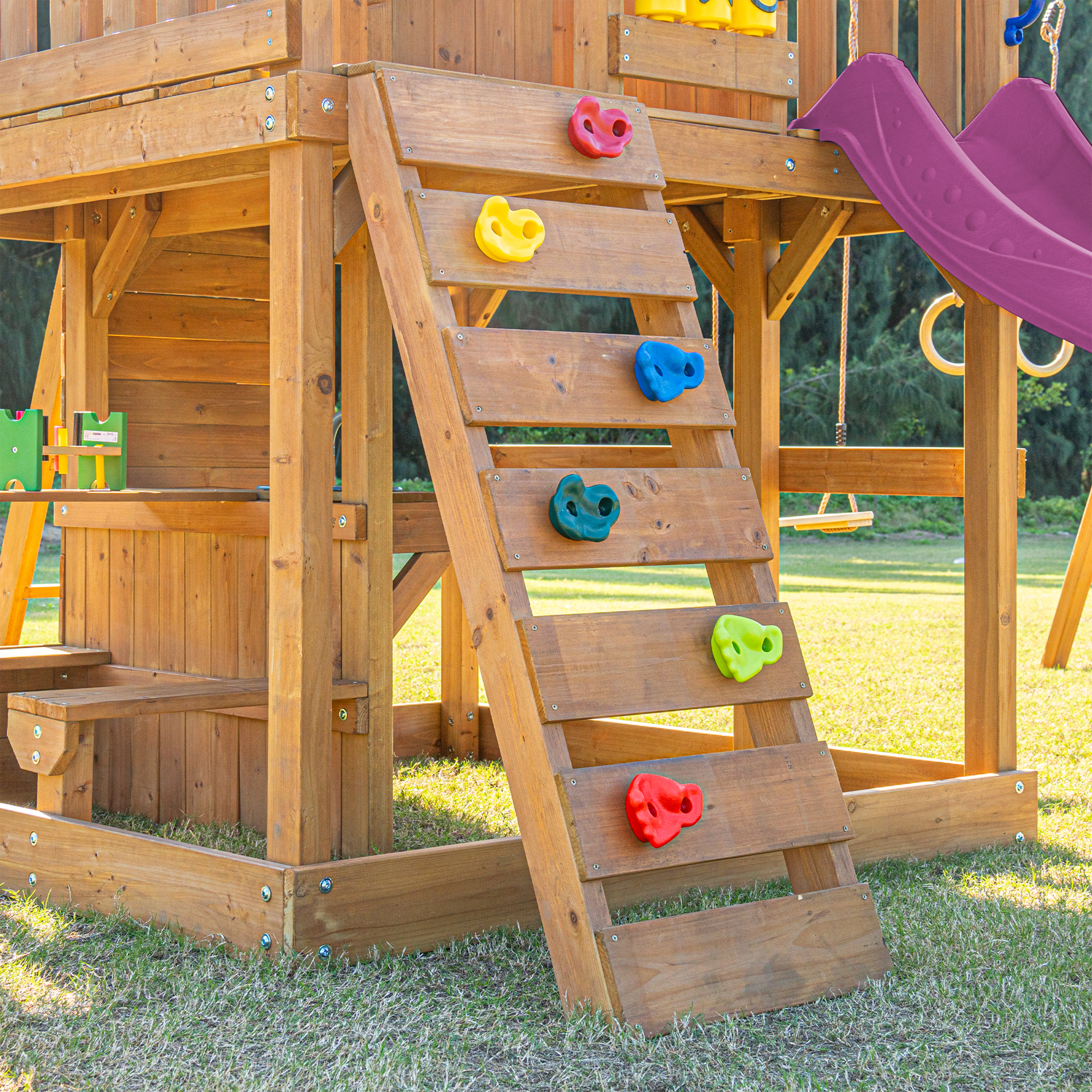 AXI Jack Climbing Frame with Double Swing and Trapeze – Purple Slide