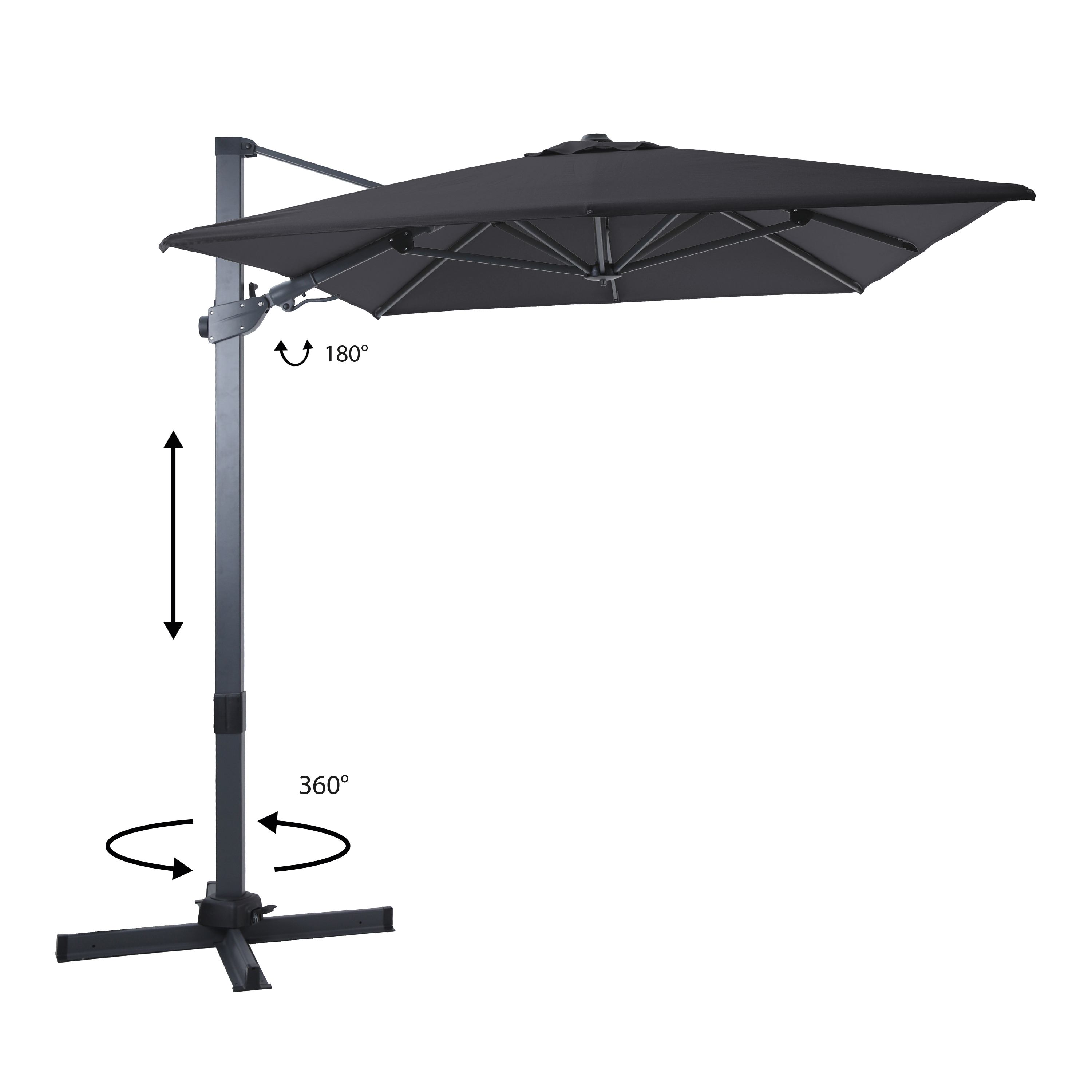 AXI Milad Premium Cantilever Parasol 200x300cm - Grey/Grey