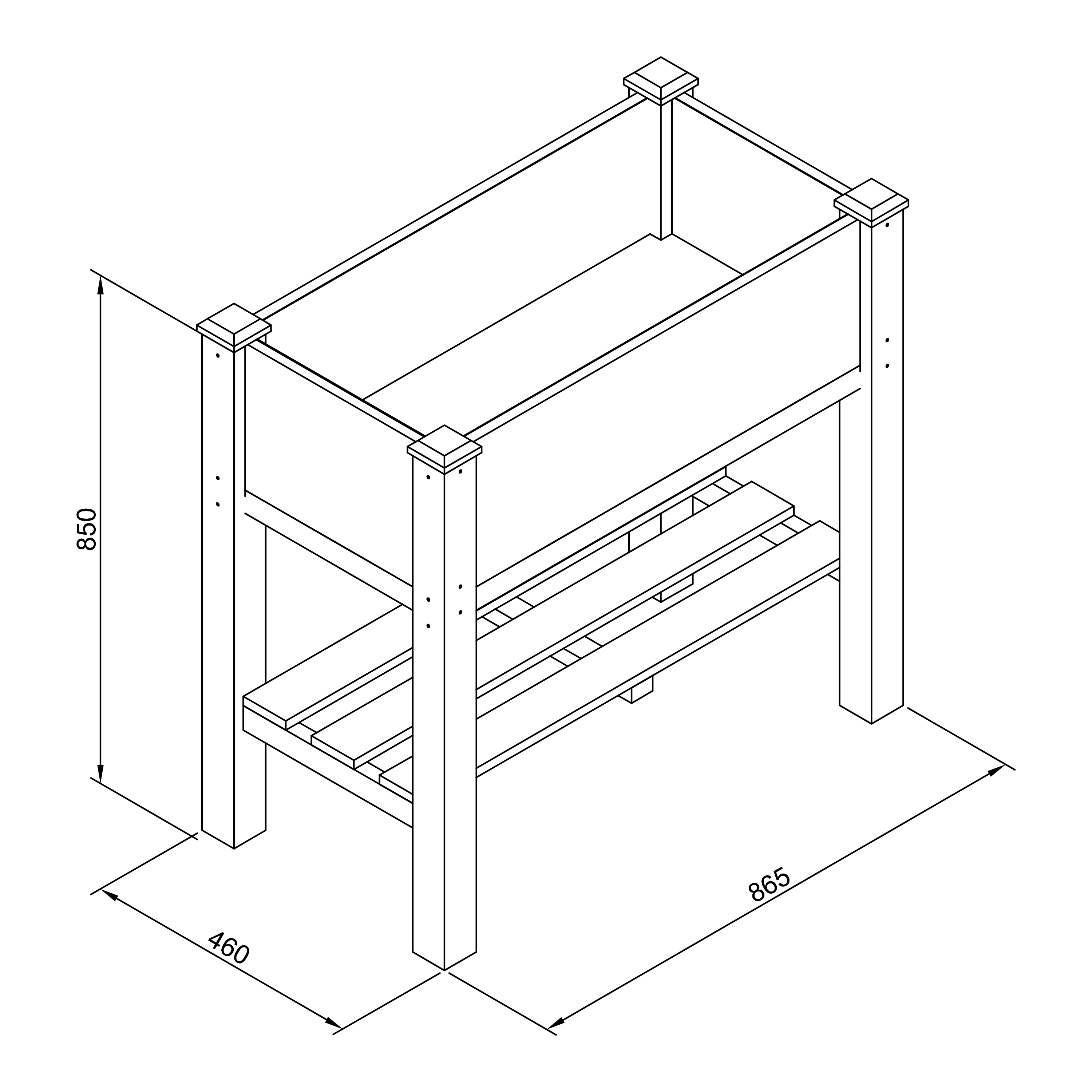 AXI Ari Raised Planter with Storage Shelf Brown