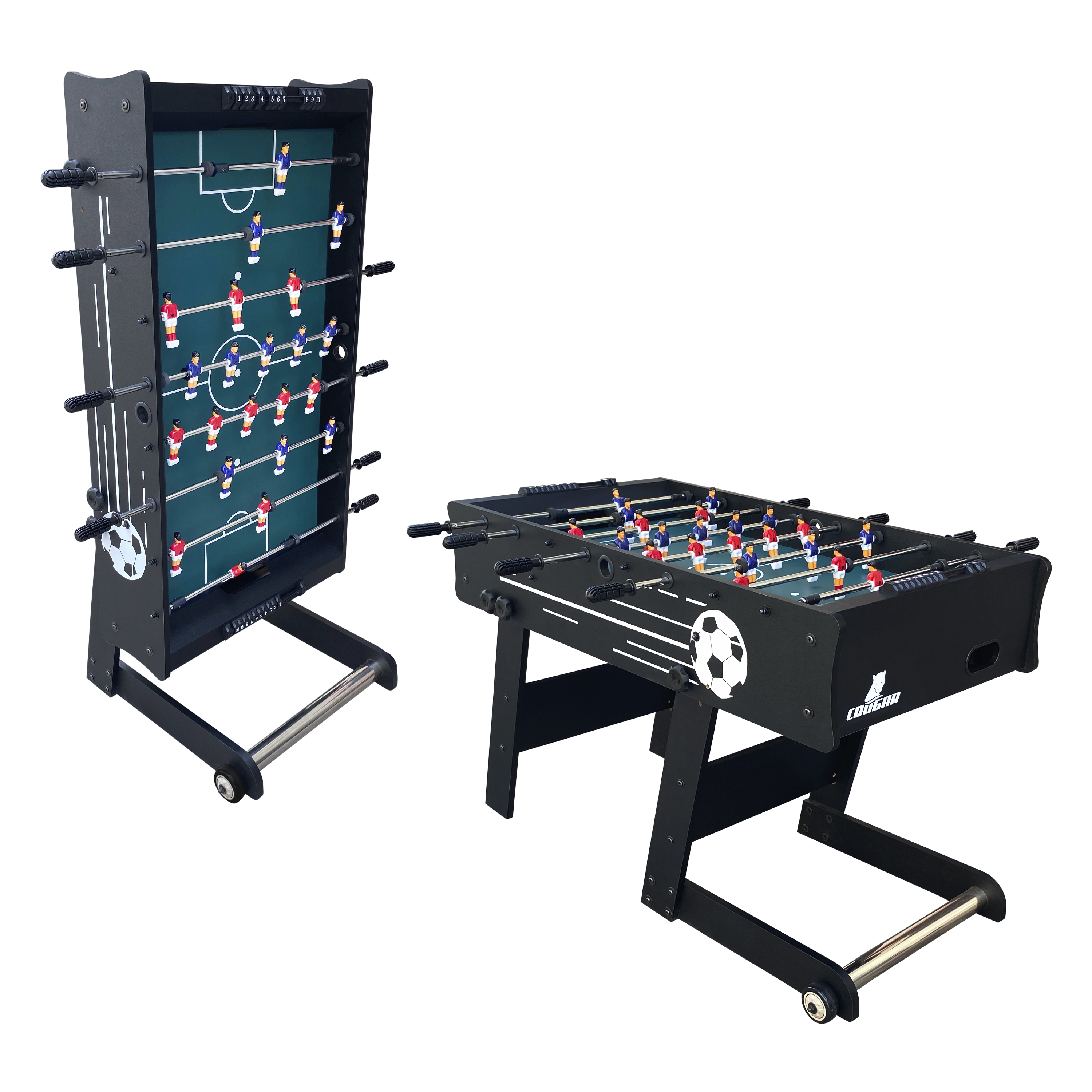 Cougar Scorpion Kick TS Folding Football Table - Black-8717973936046 Cougar Scorpion Kick TS Folding Football Table - Black