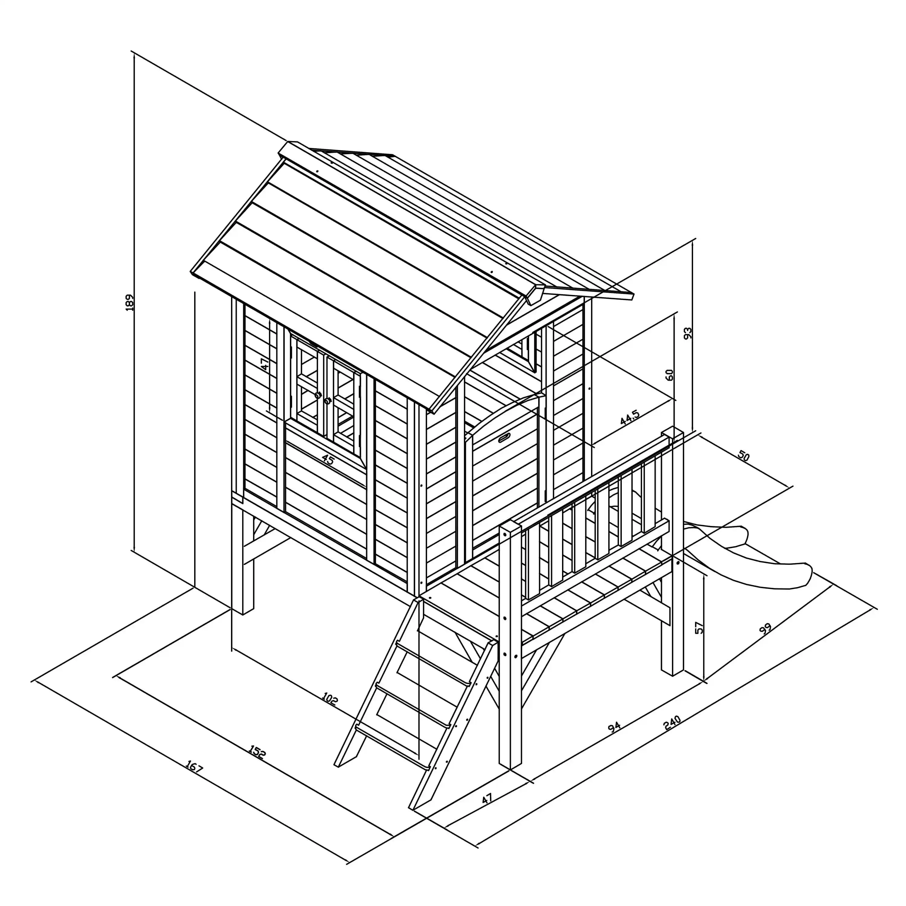 AXI Lodge XL Speelhuis Scandinavisch Rood - Grijze Glijbaan