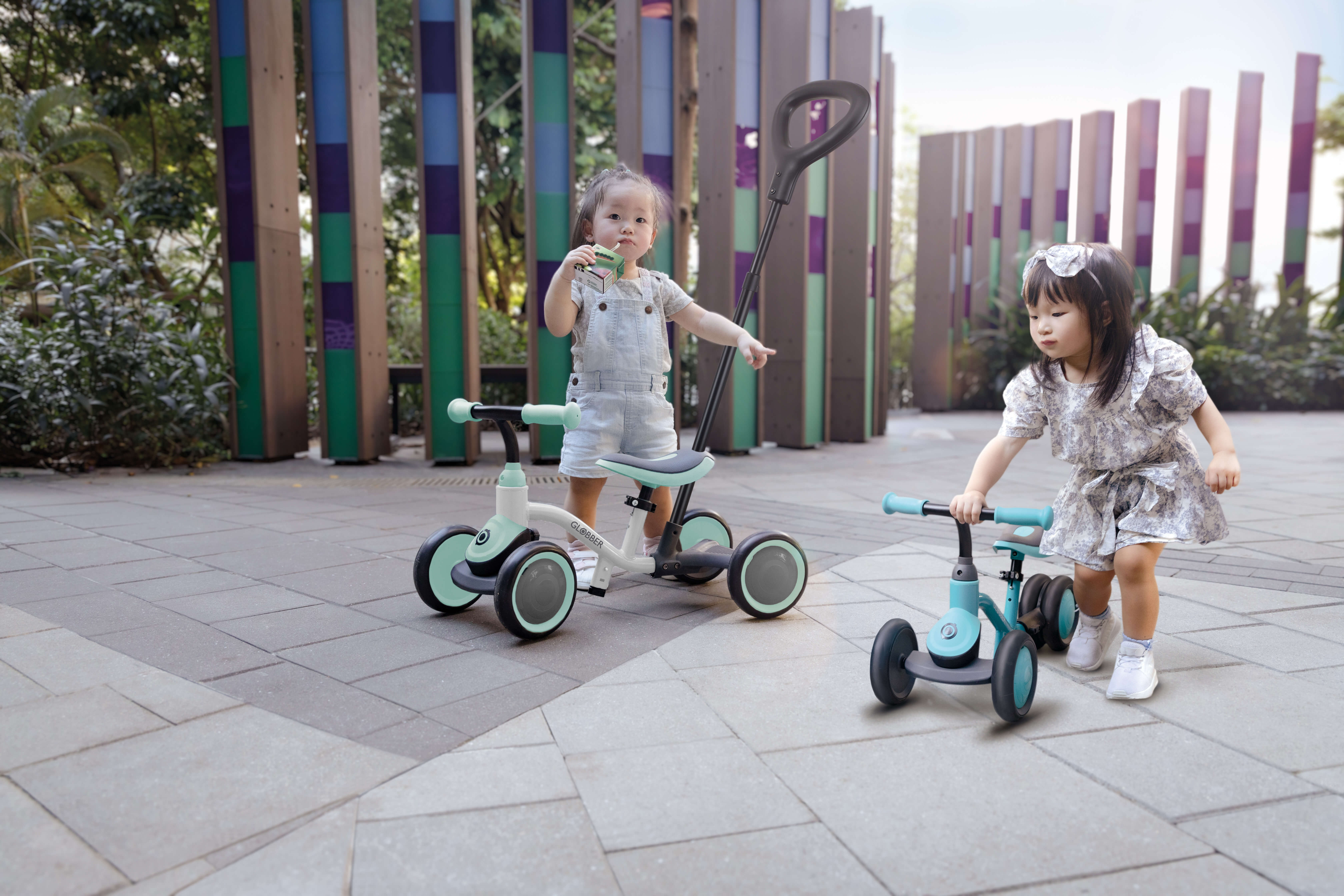 Globber Learning Bike 3-in-1 Leerfiets Wit Pastel Mint-4895224405771 Globber Learning Bike 3-in-1 Leerfiets Wit Pastel Mint