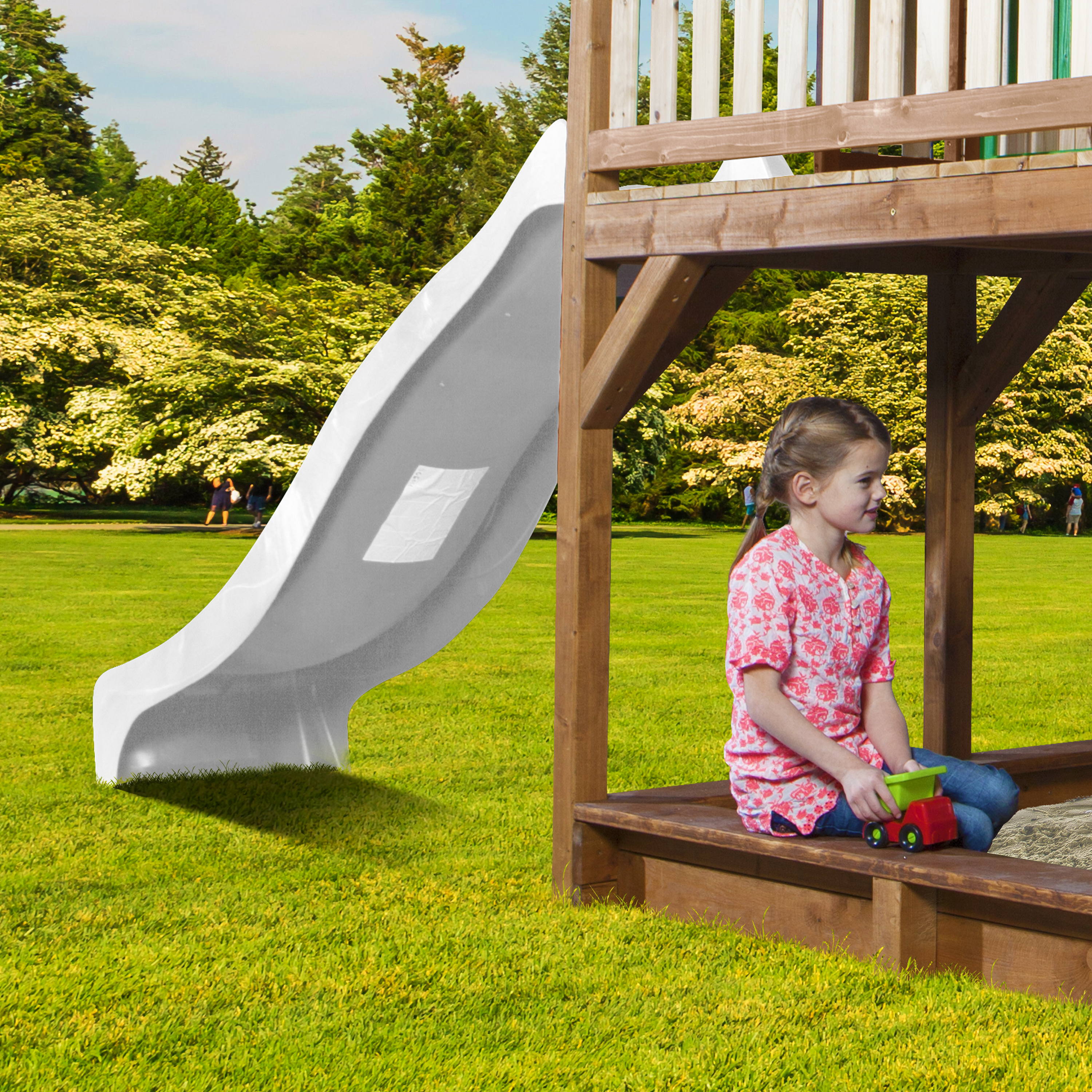 AXI Liam Playhouse with Summer Nest Swing Set Brown/Green - White Slide