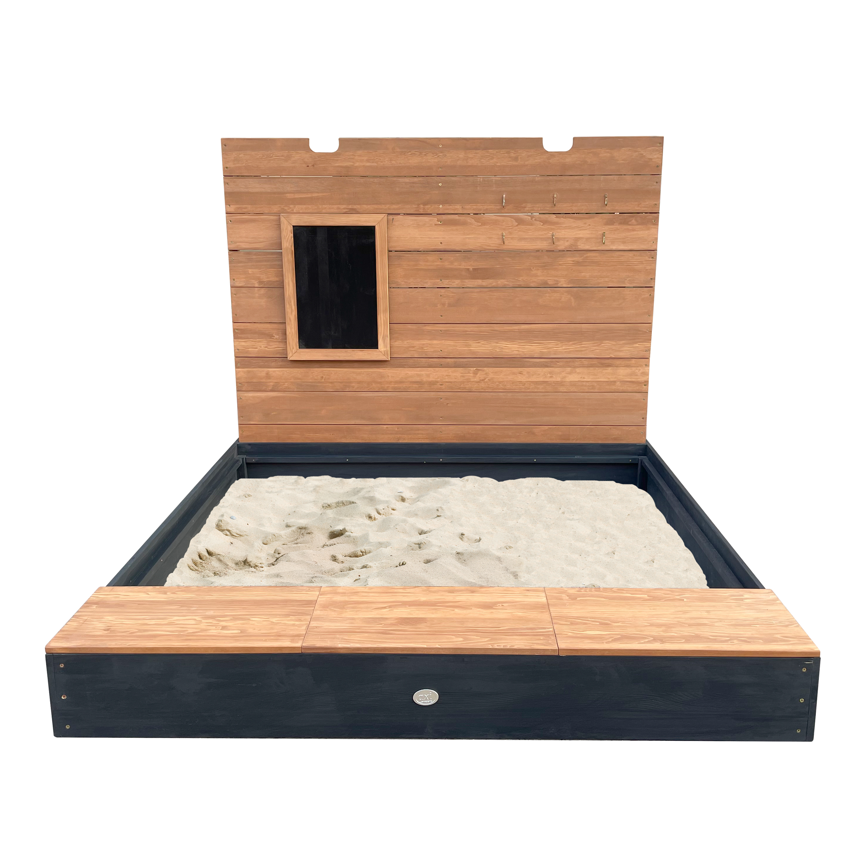 AXI Mandy XXL Sandbox with Storage and Lid - 160 x 151 cm - Anthracite/Brown