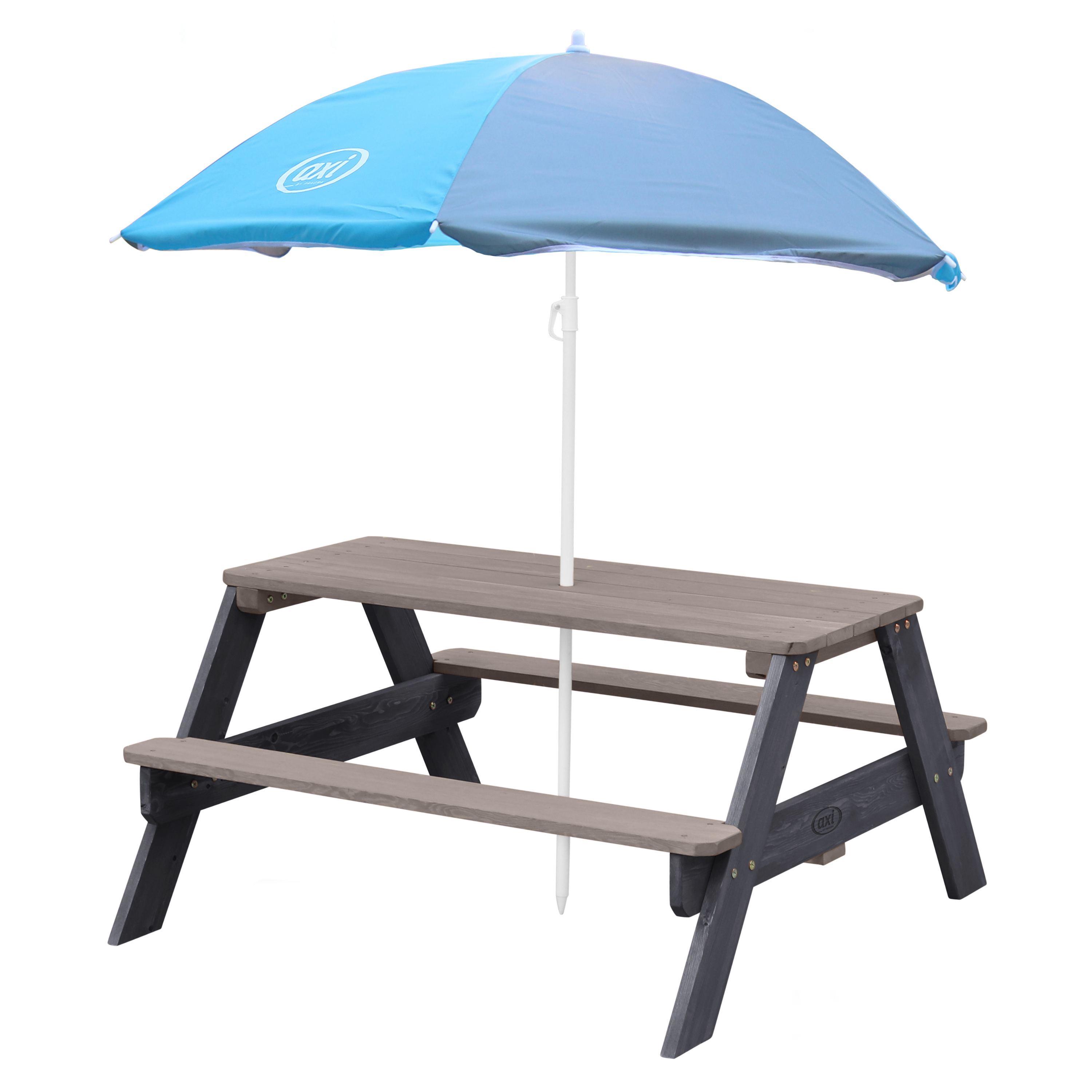 AXI Nick Picnic Table Anthracite/Grey - Umbrella Blue/Grey
