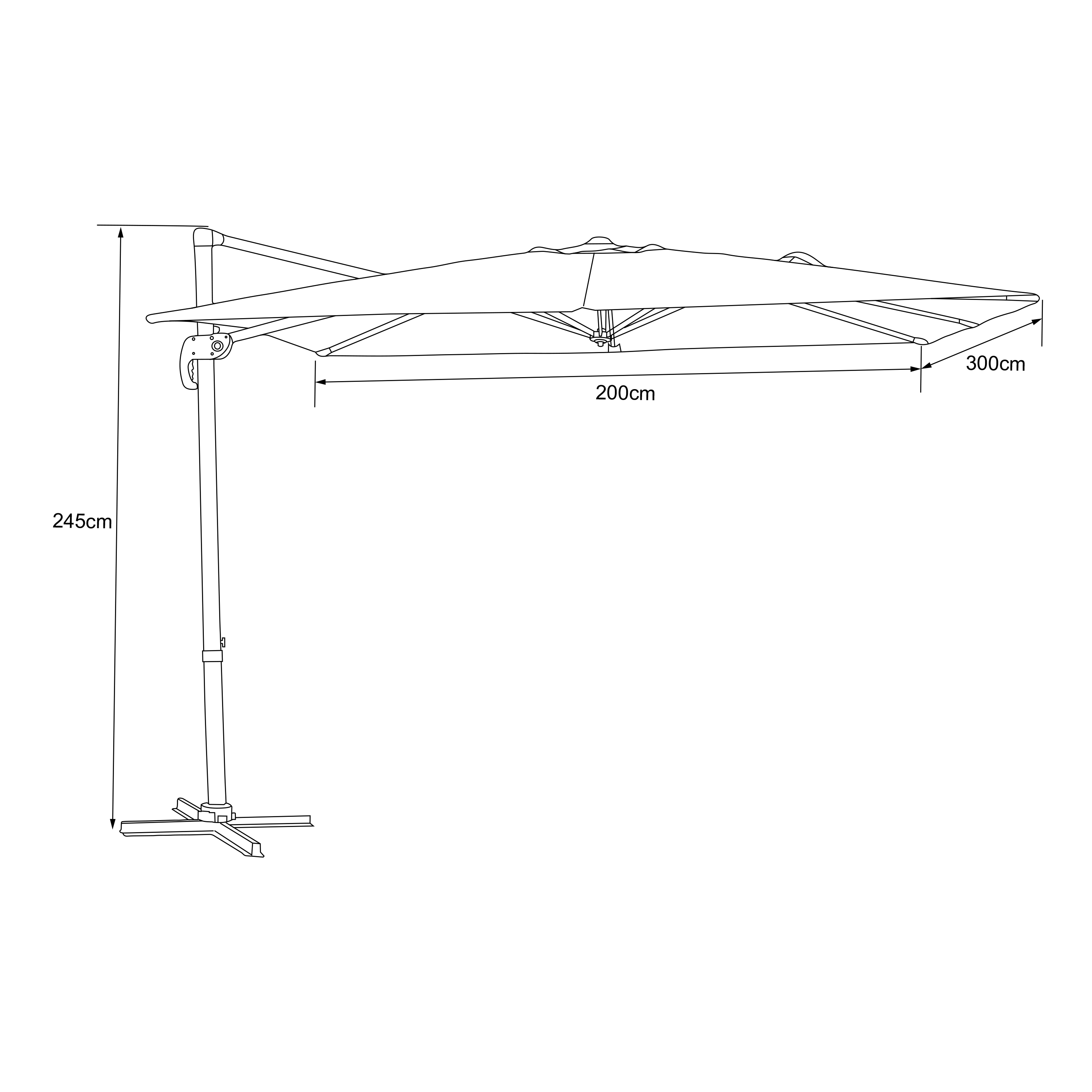 AXI Coco Floating Parasol 200x300 Anthracite/Beige