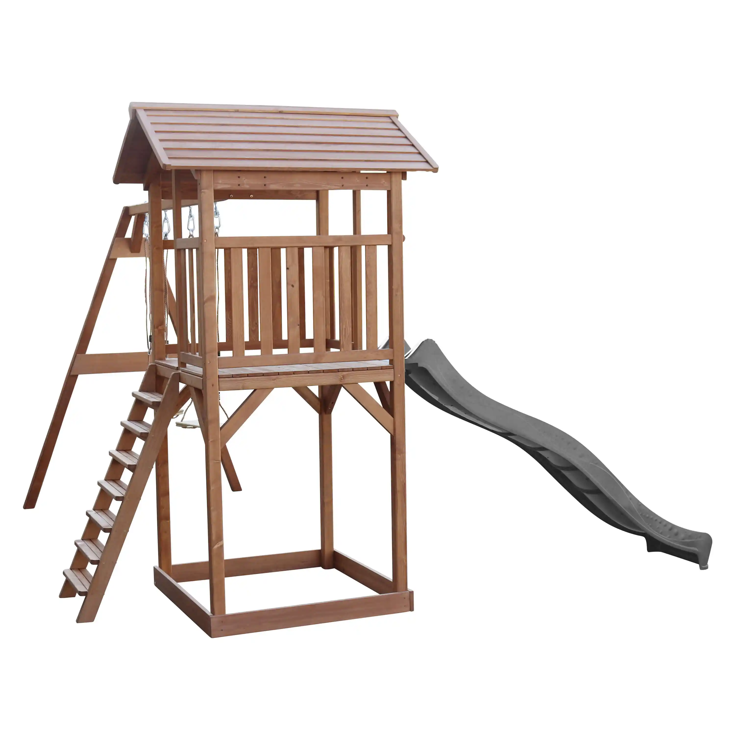 AXI Beach Tower Speeltoren met Dubbele Schommel Bruin - Grijze Glijbaan