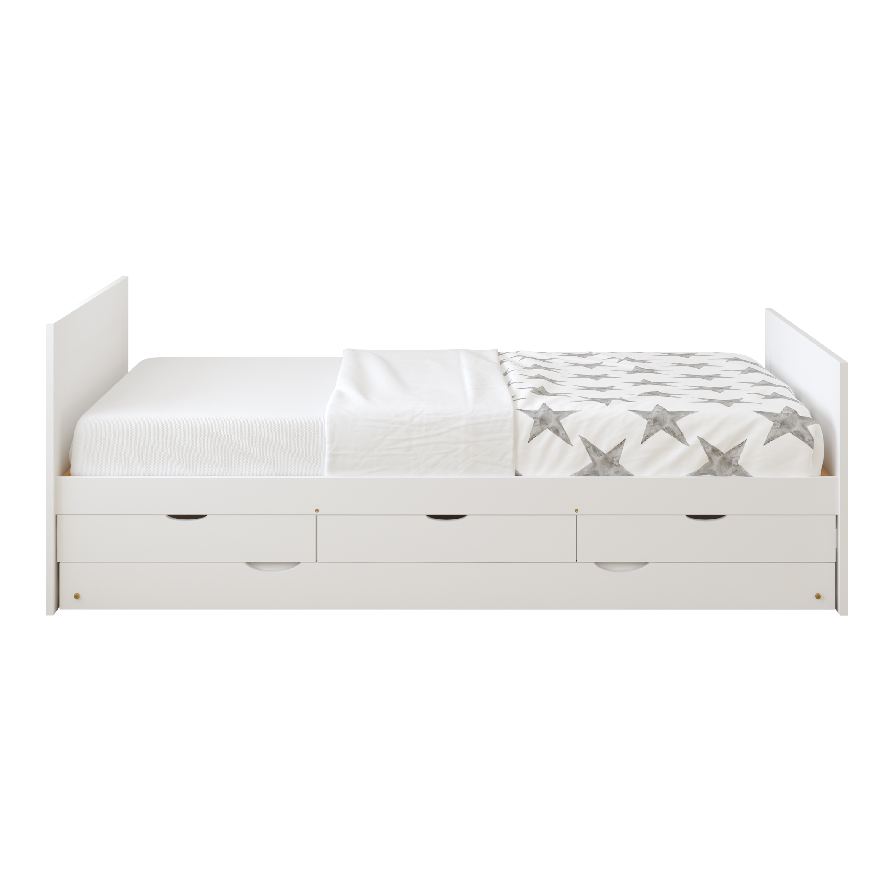 Sunny Eli Kids Bed with Trundle and 3 Storage Drawers White – Without Mattress-8720365068577 Sunny Eli Kids Bed with Trundle and 3 Storage Drawers White – Without Mattress