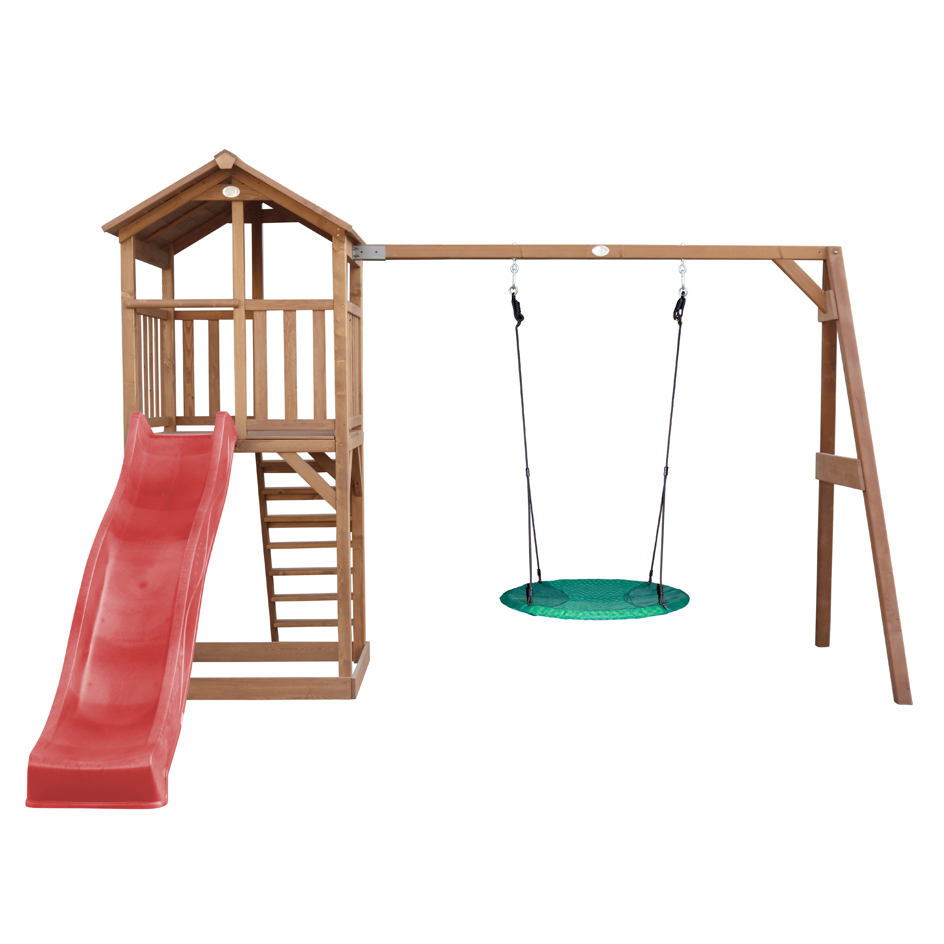 AXI Beach Tower with Summer Nest Swing Set Brown - Red Slide