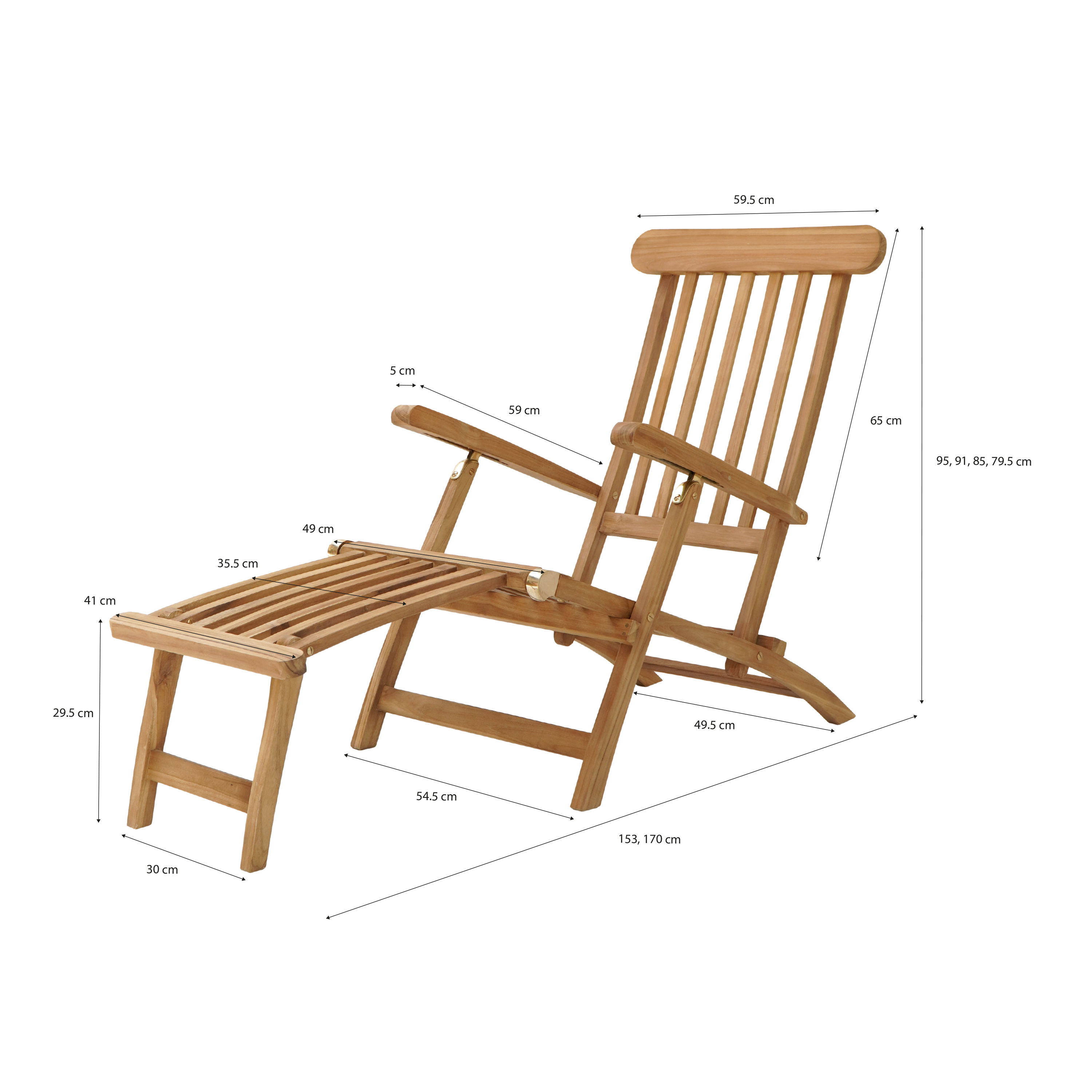 AXI Costa Deckchair Ligstoel Teak met kussen
