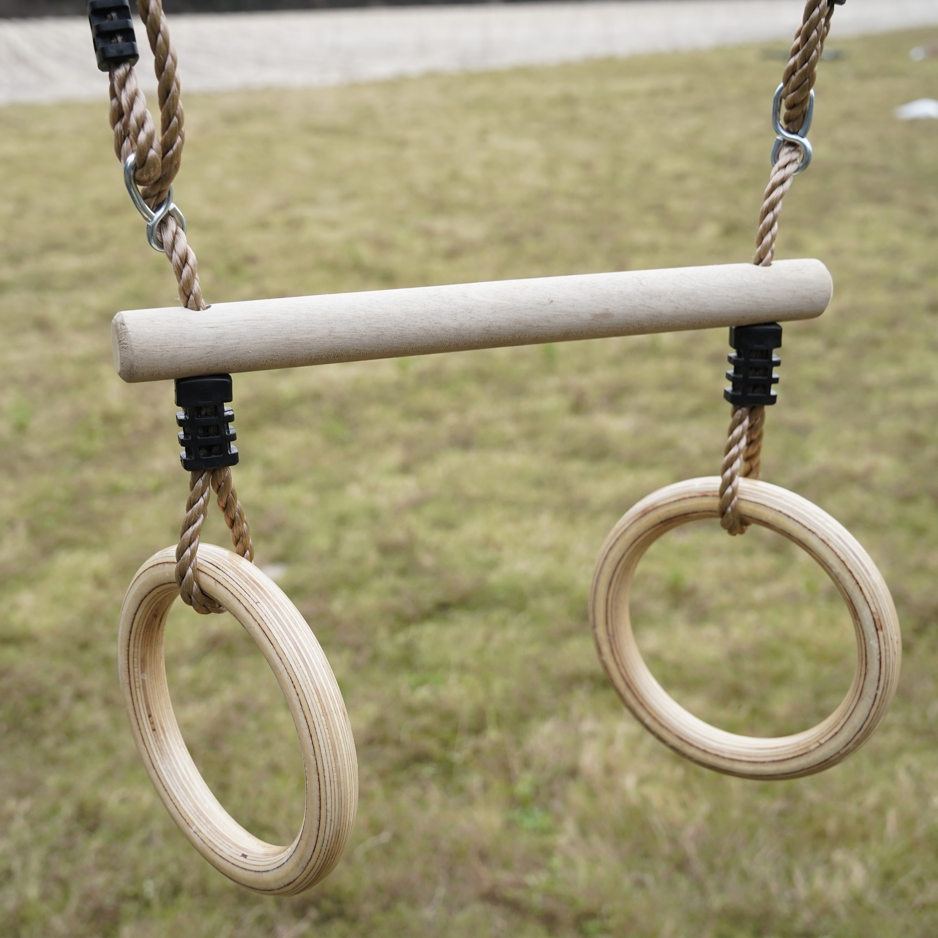 AXI Noud Climbing Frame with Playhouse, Swings, Trapeze and Climbing Wall – Blue Slide and Tube Slide