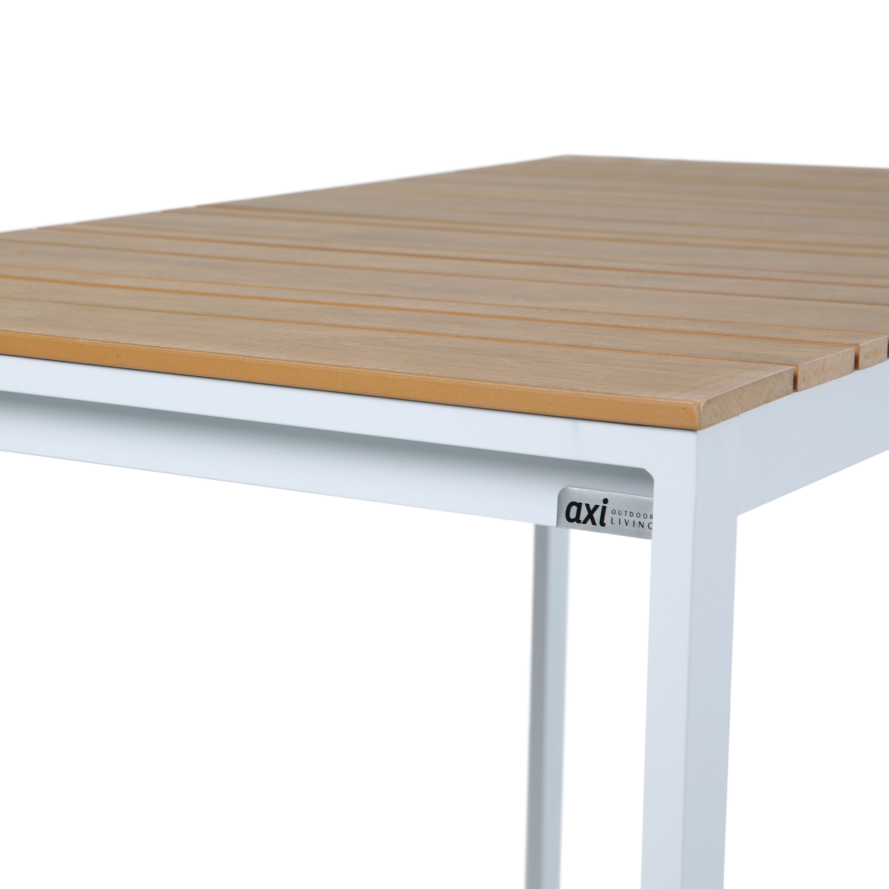 AXI Ravi Bar set with 4 bar stools White with Teak-look Polywood
