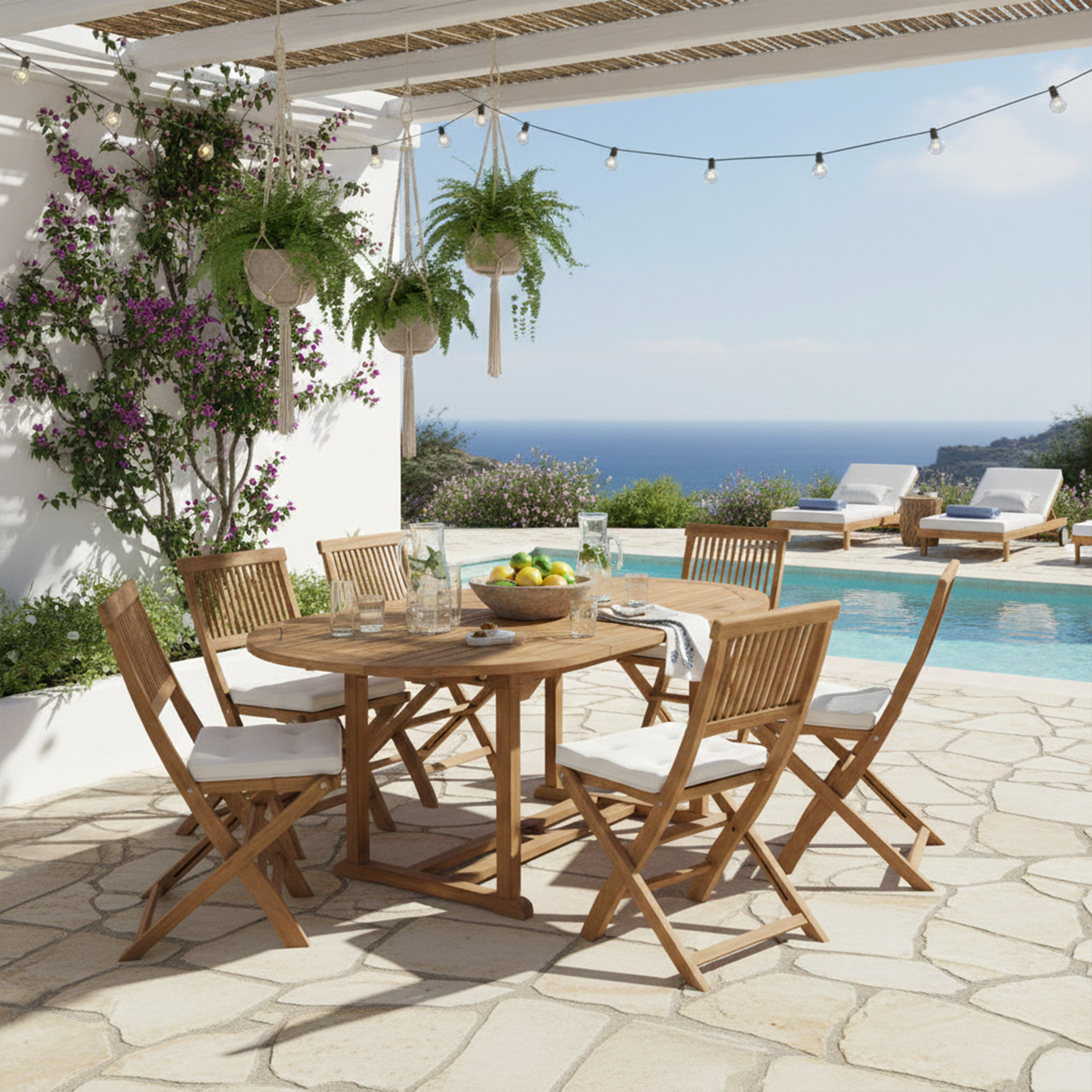 AXI Jadi Teak Foldable Garden Set with 6 Chairs