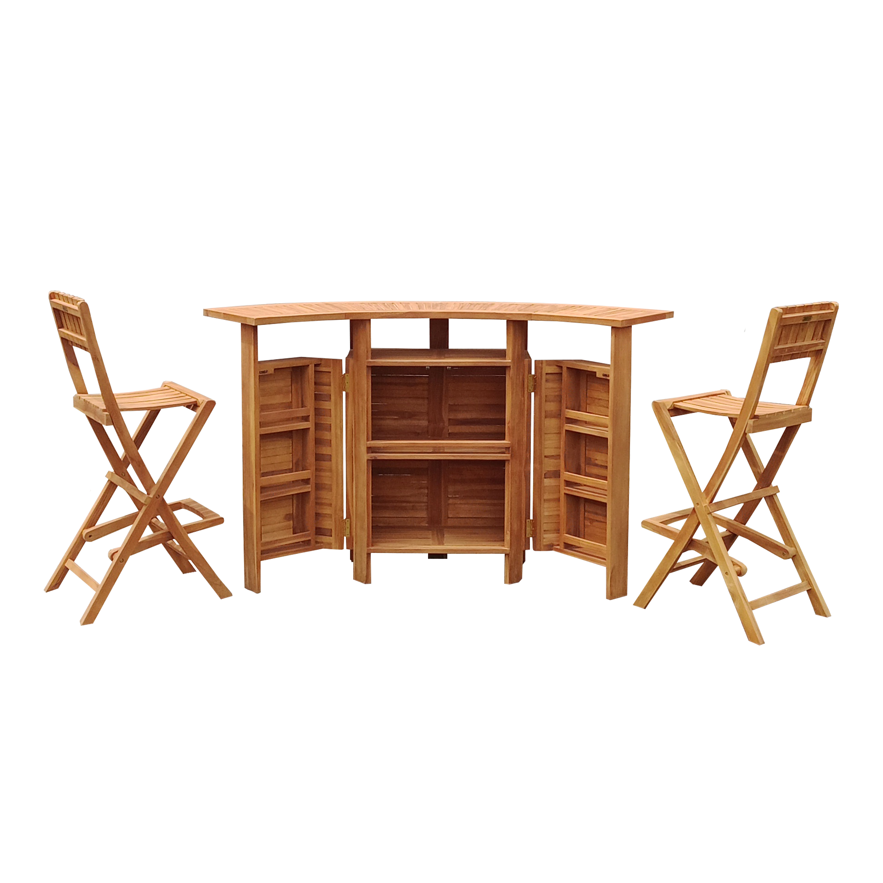 AXI Bruno Foldable Teak Bar Set with 2 bar stools