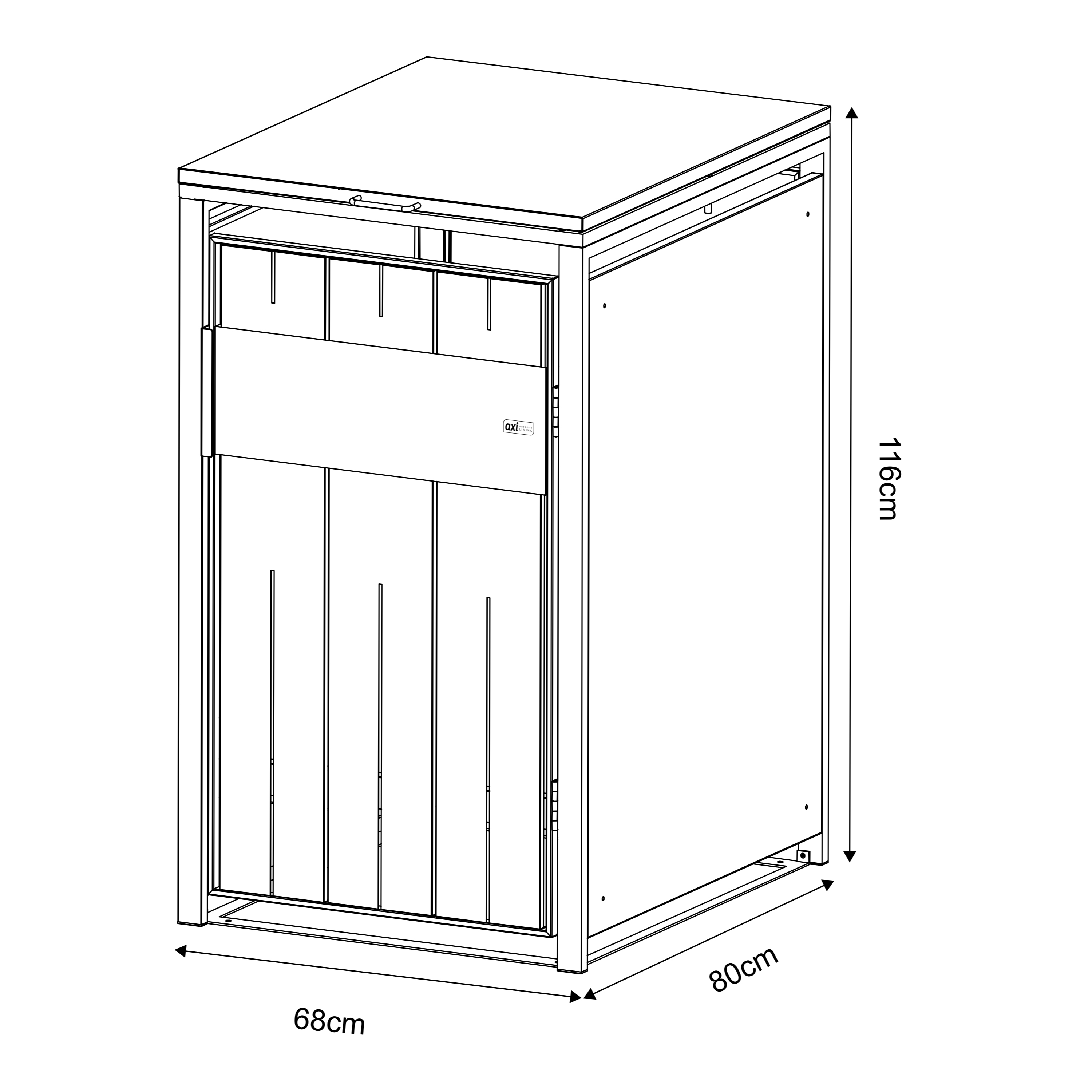 AXI Luke Metal Garbage Bin Shed - 1 Garbage Bin