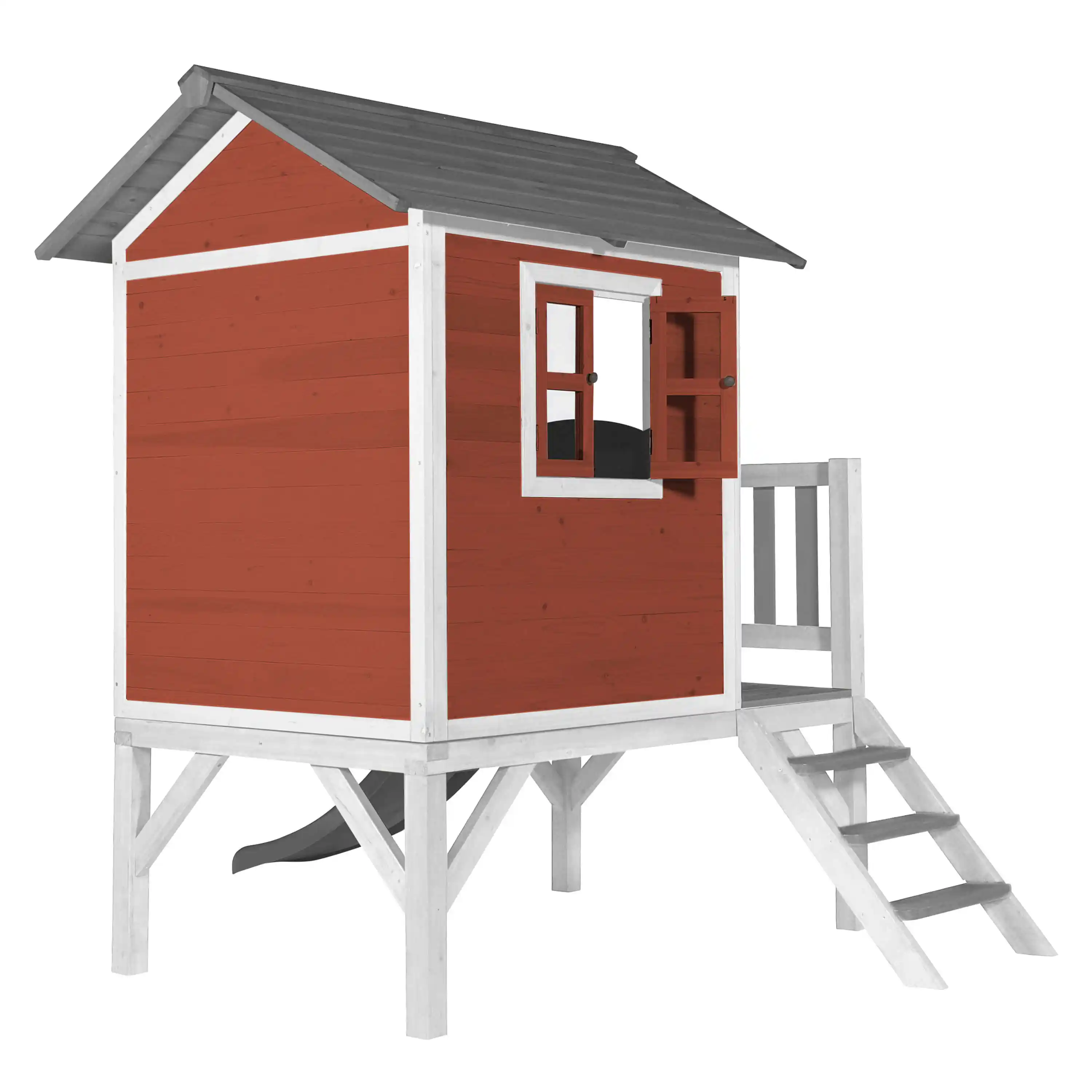 AXI Lodge XL Speelhuis Scandinavisch Rood - Grijze Glijbaan
