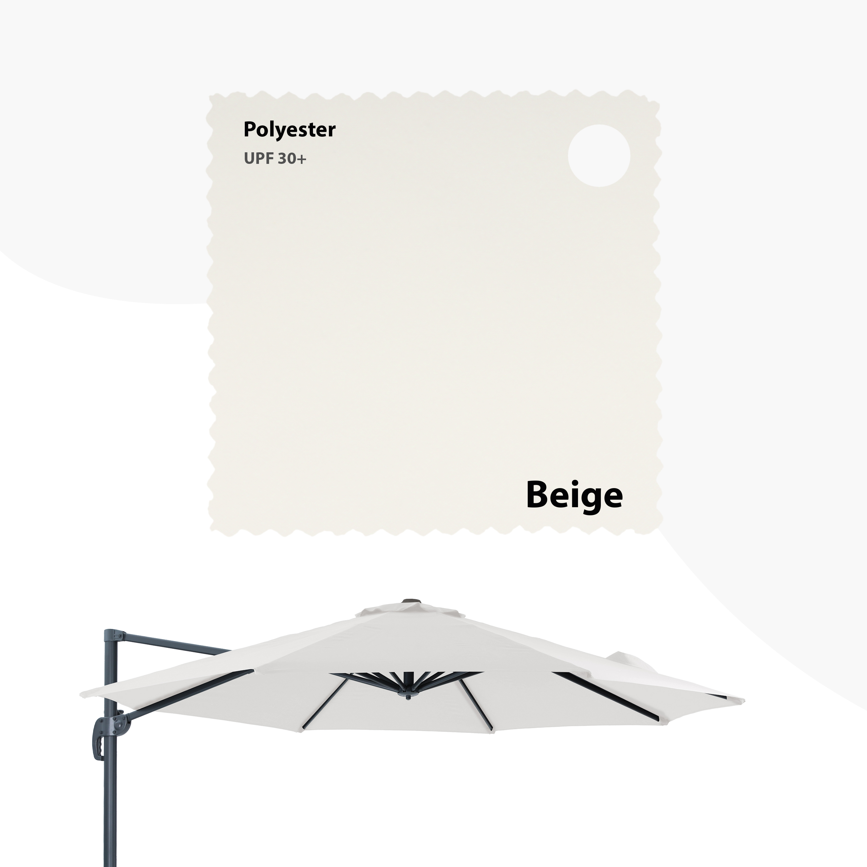 AXI Marisol Cantilever Parasol Ø 300cm incl. parasol base with wheels Anthracite/Beige – Complete set