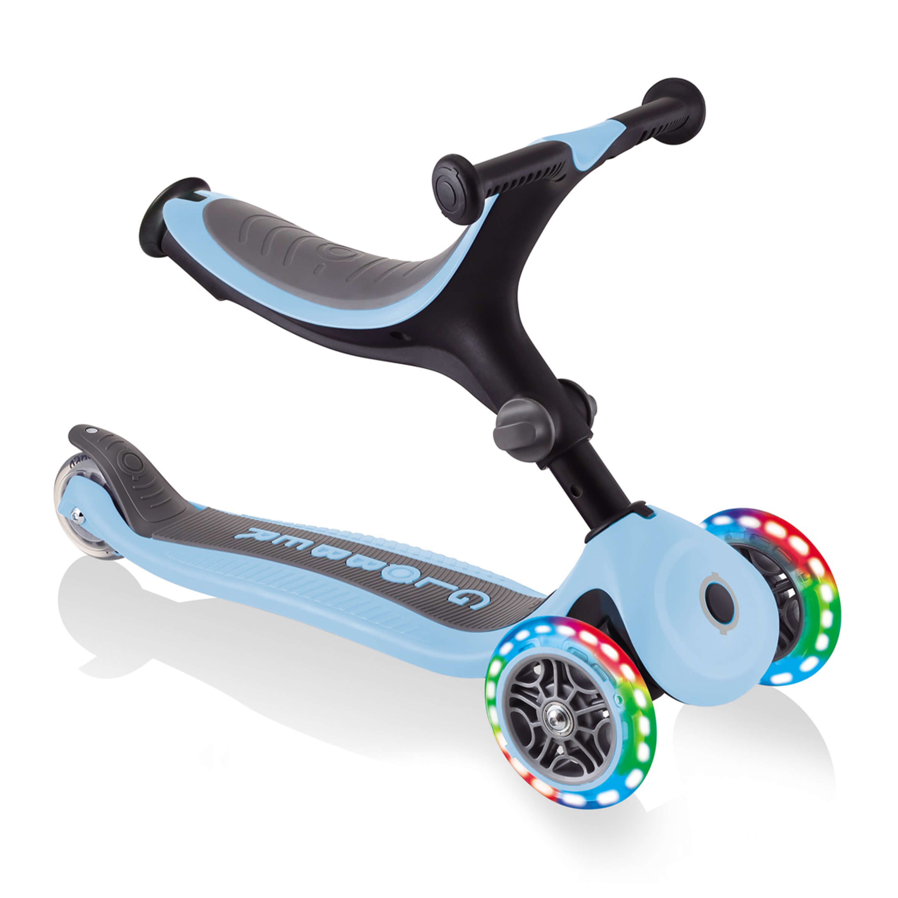 Globber Go Up Foldable Plus Lights 3-in-1 Step Pastel Blauw