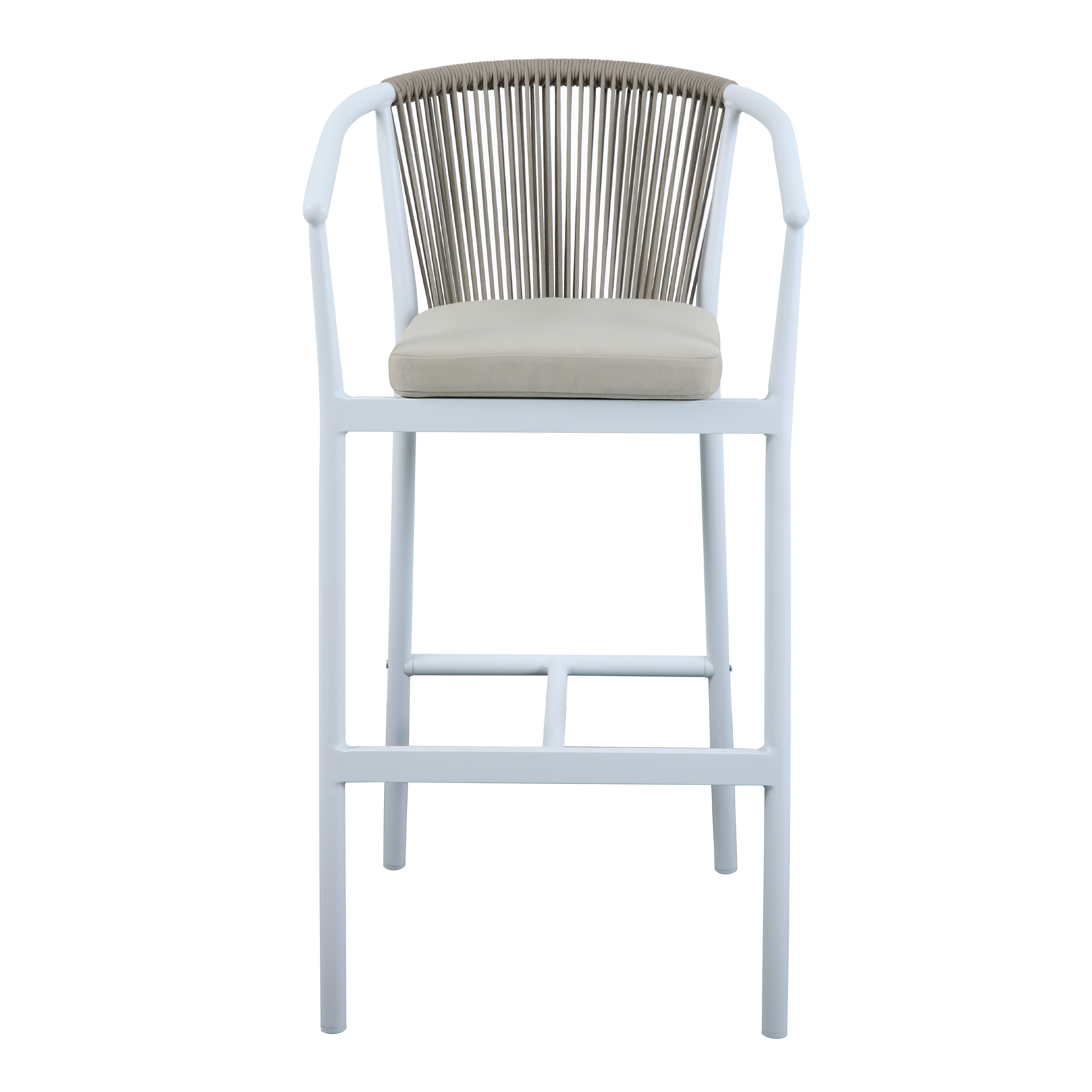 AXI Ravi Bar set with 4 bar stools White with Teak-look Polywood