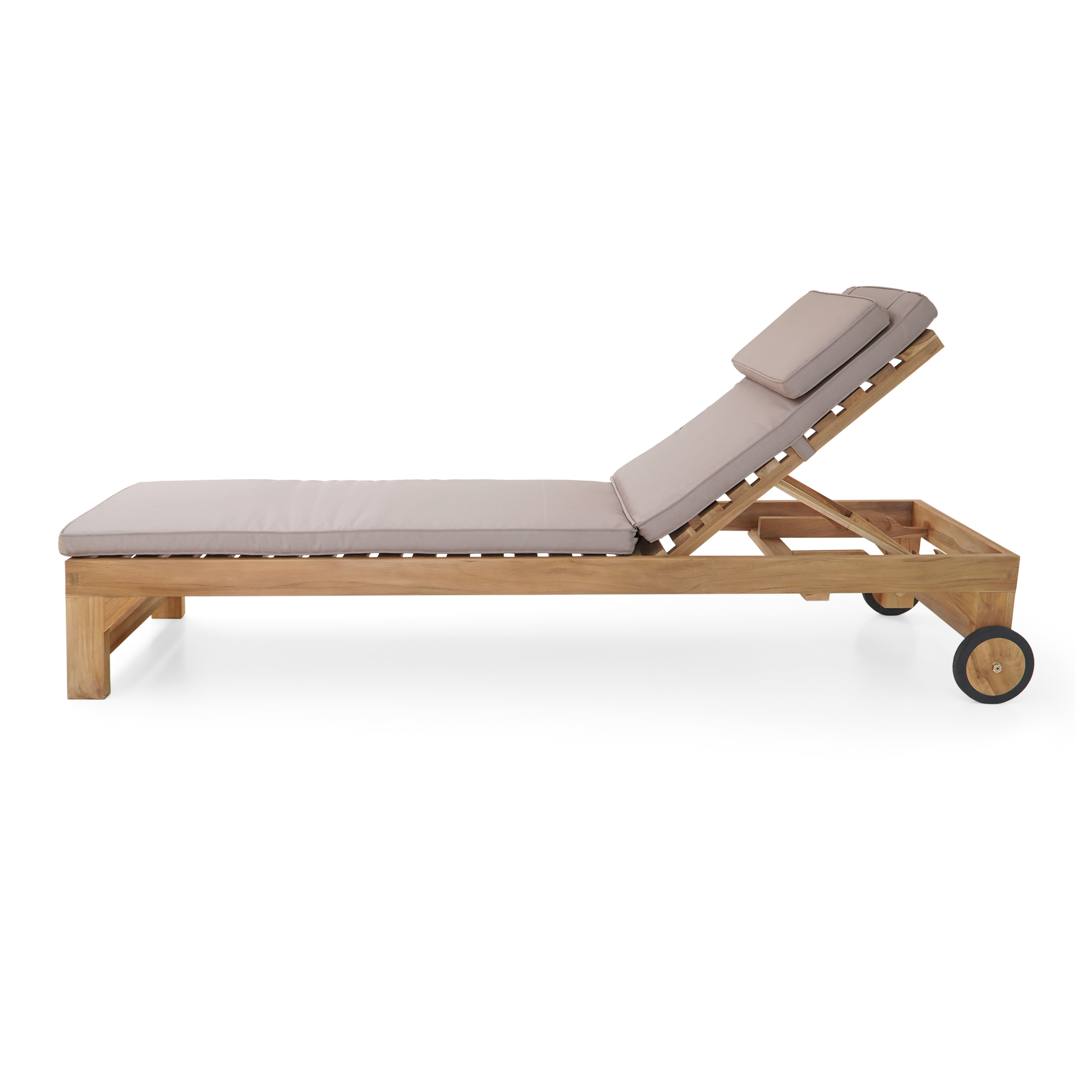 Rama teak wood sun lounger with cushion