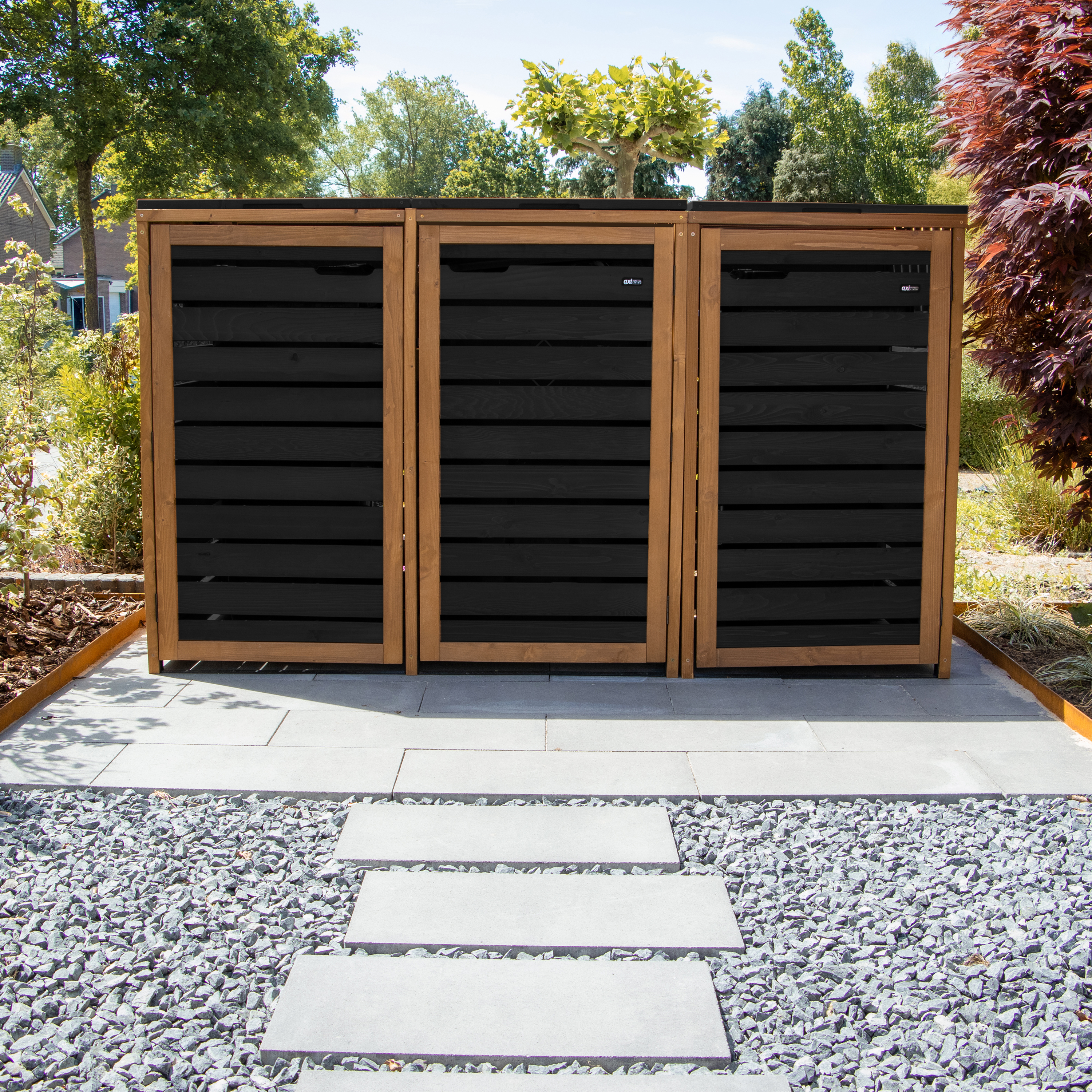 AXI Lex Wooden Bin Storage Black/Brown - 3 bins