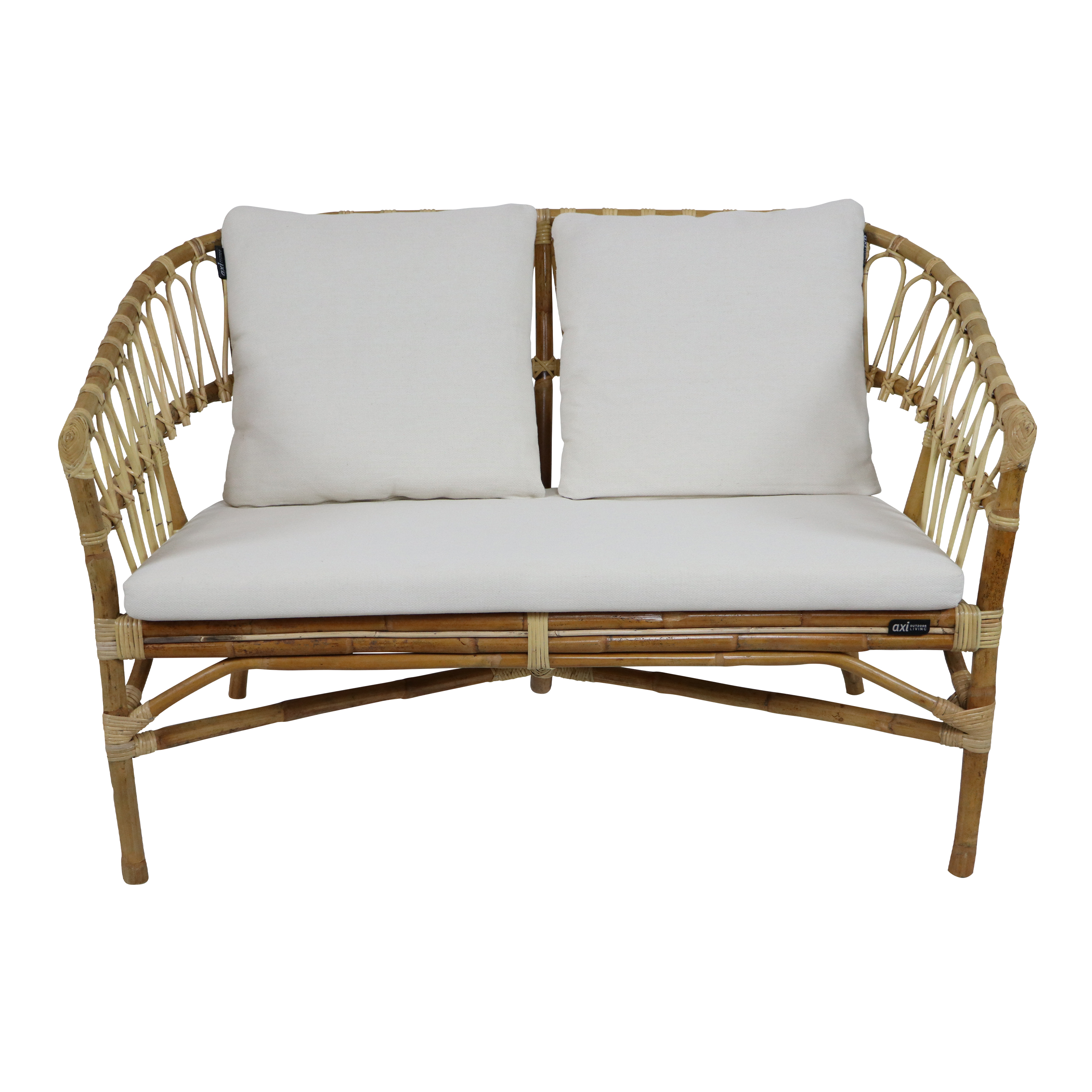 AXI Mary Rattan Lounge Set – 4-Piece with Sofa, Table, and 2 Chairs Natural/White
