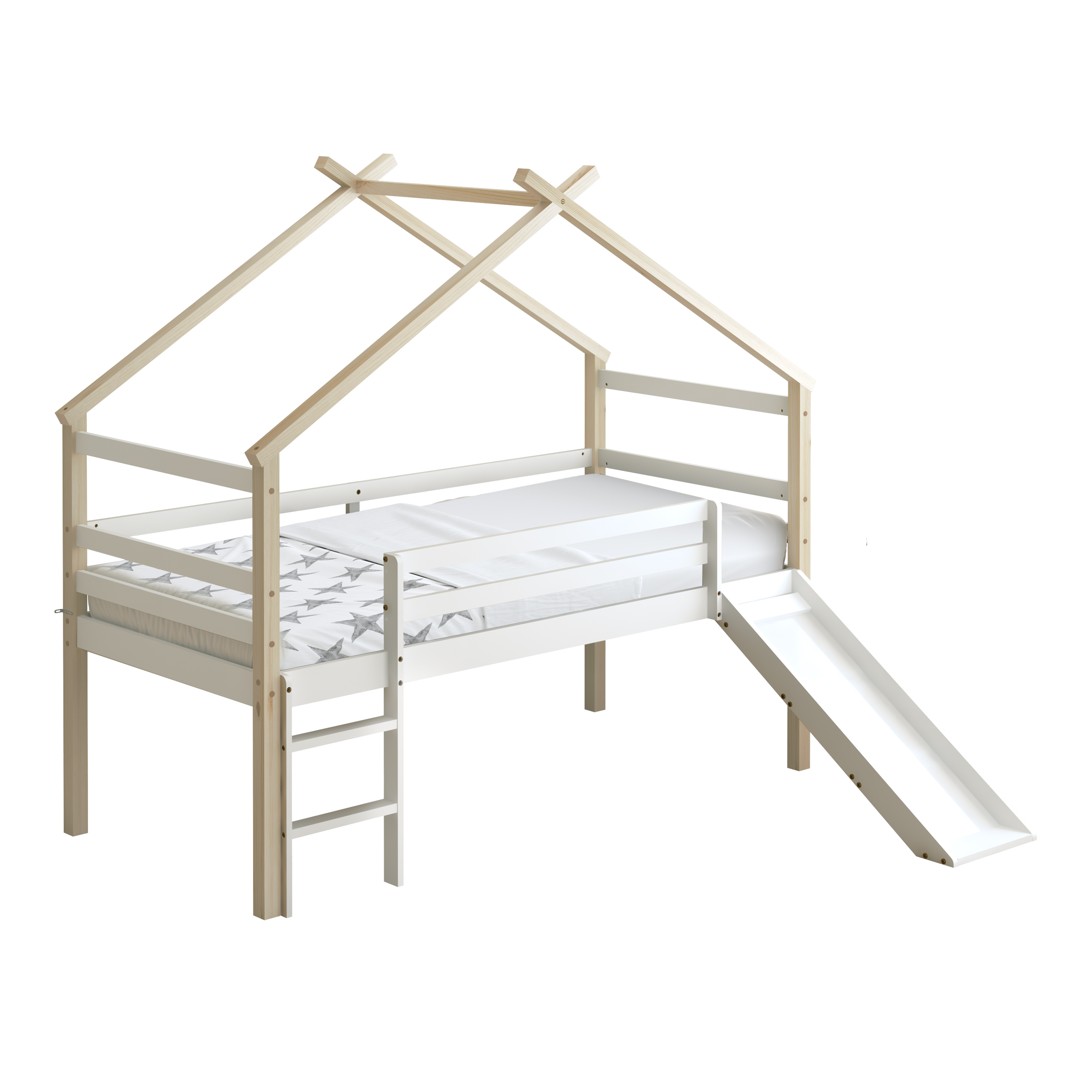 Sunny River Mid Sleeper with Slide Brown/White – Without Mattress