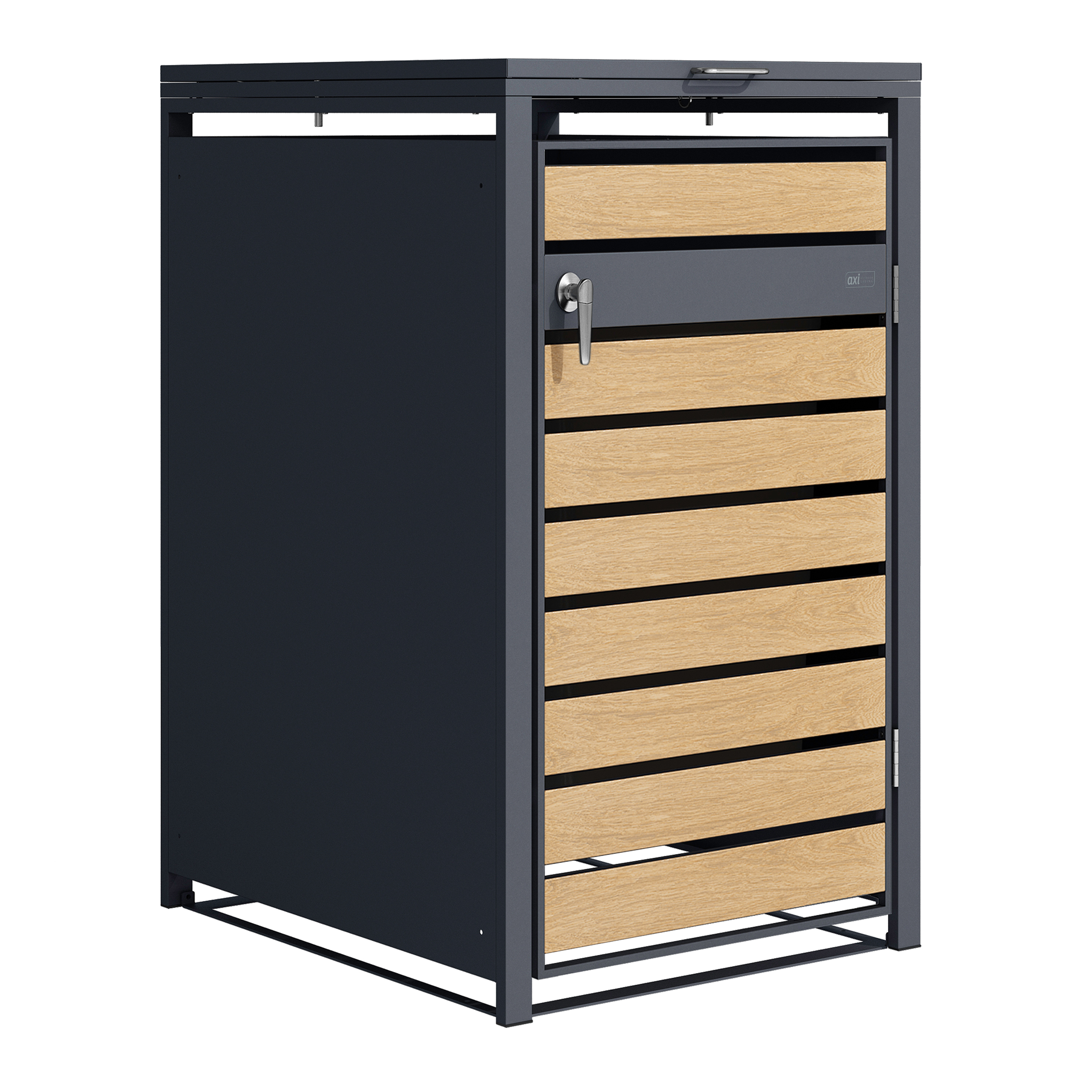 AXI Lucas Metal Garbage Bin Shed Anthracite/Wood look - 1 Garbage Bin