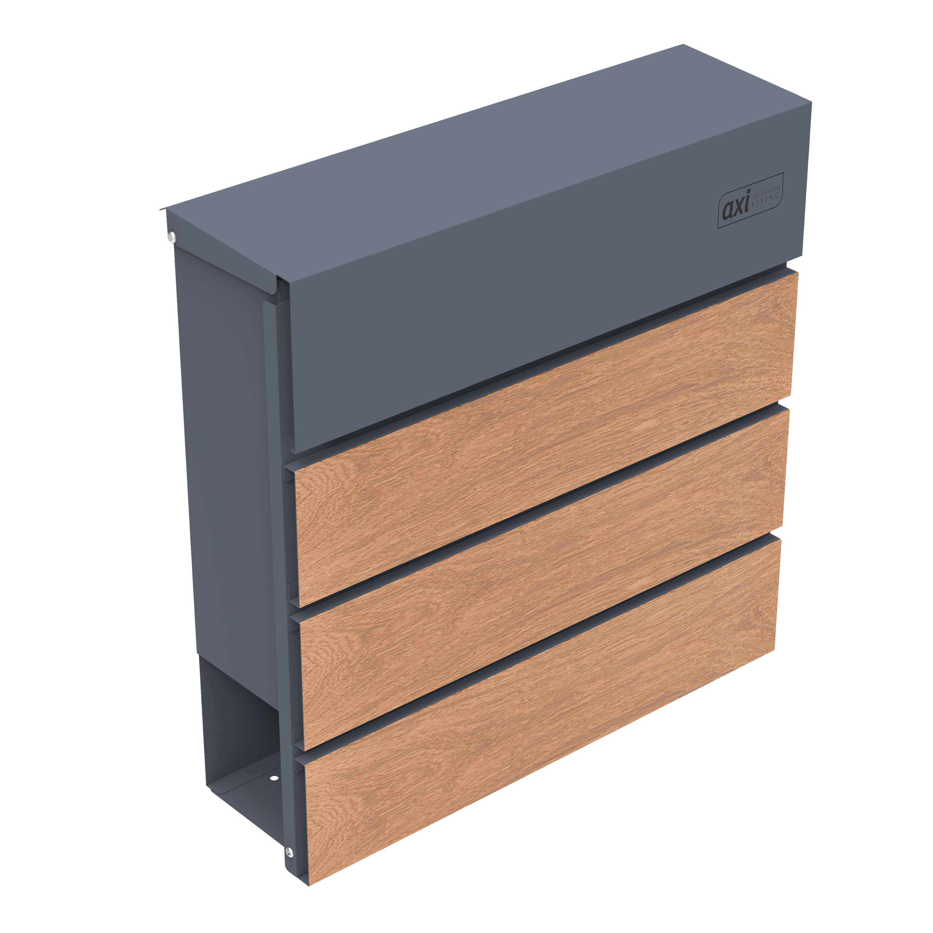 AXI Jake Metal Letterbox Anthracite/Wood Look