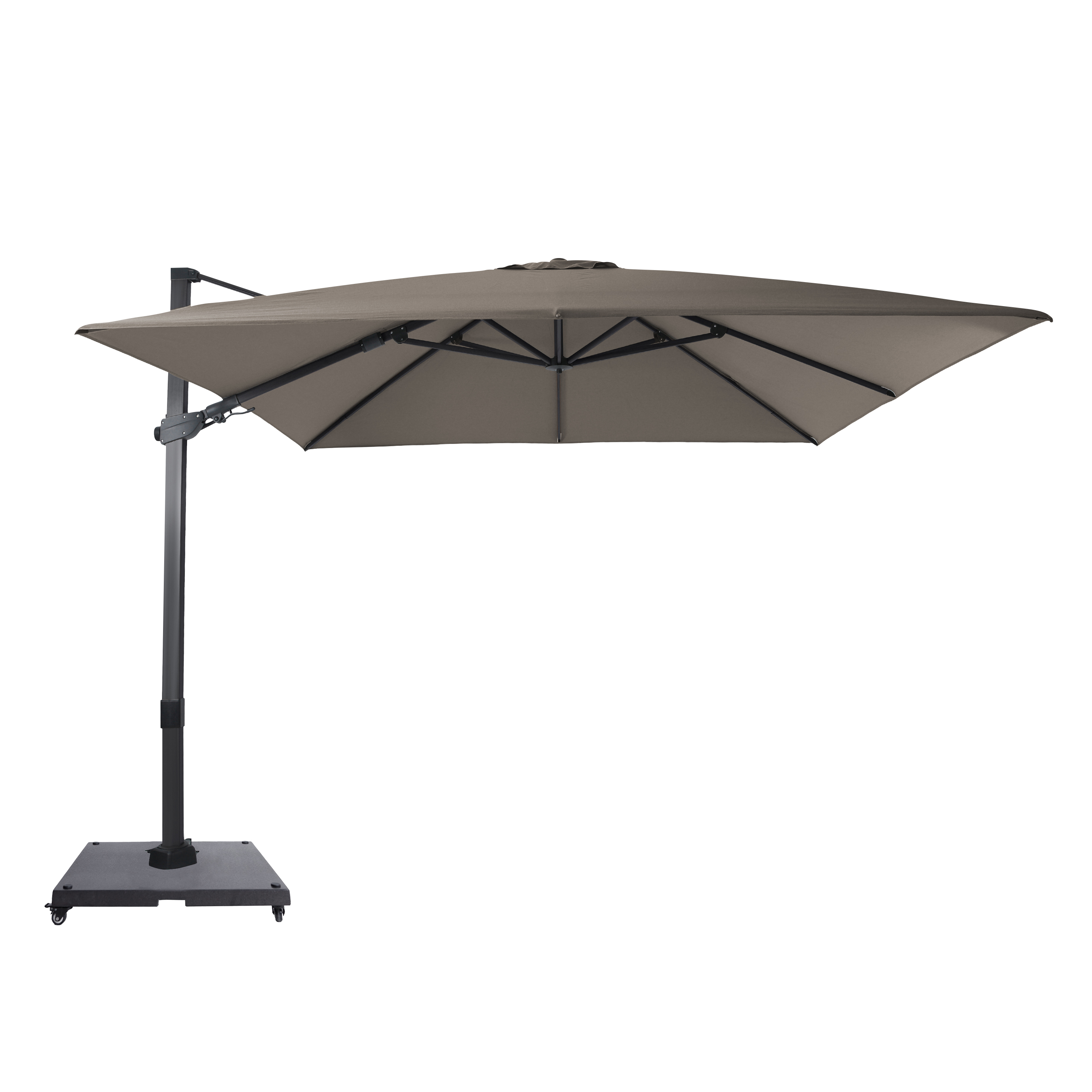 AXI Apollo Premium Cantilever Parasol 300x300cm incl. granite base with wheels Anthracite/Taupe – Complete set