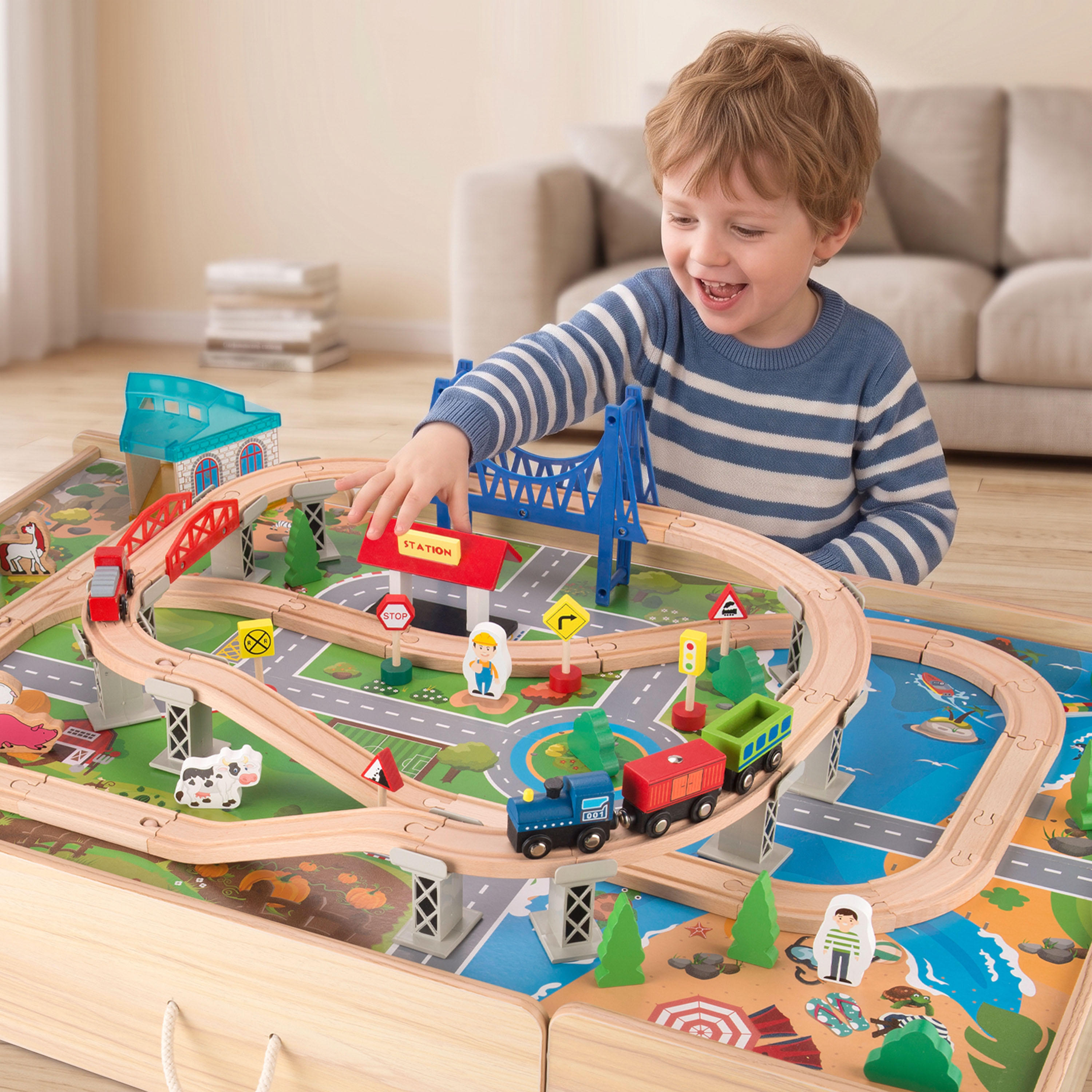 Sunny Tim Wooden Train Activity Table