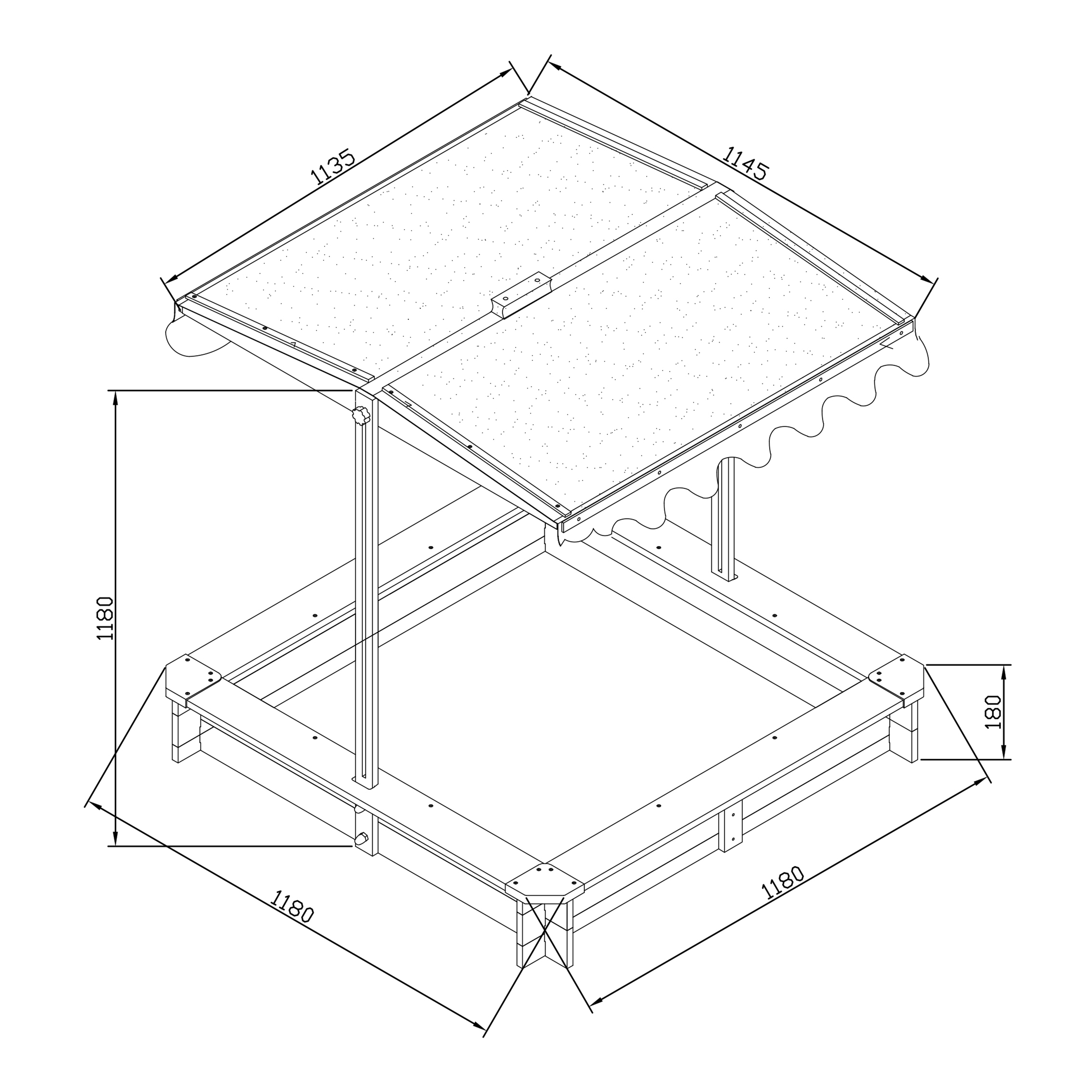 AXI Lily Sandbox with Canopy - 118 x 118 x 118 cm - Anthracite/Brown