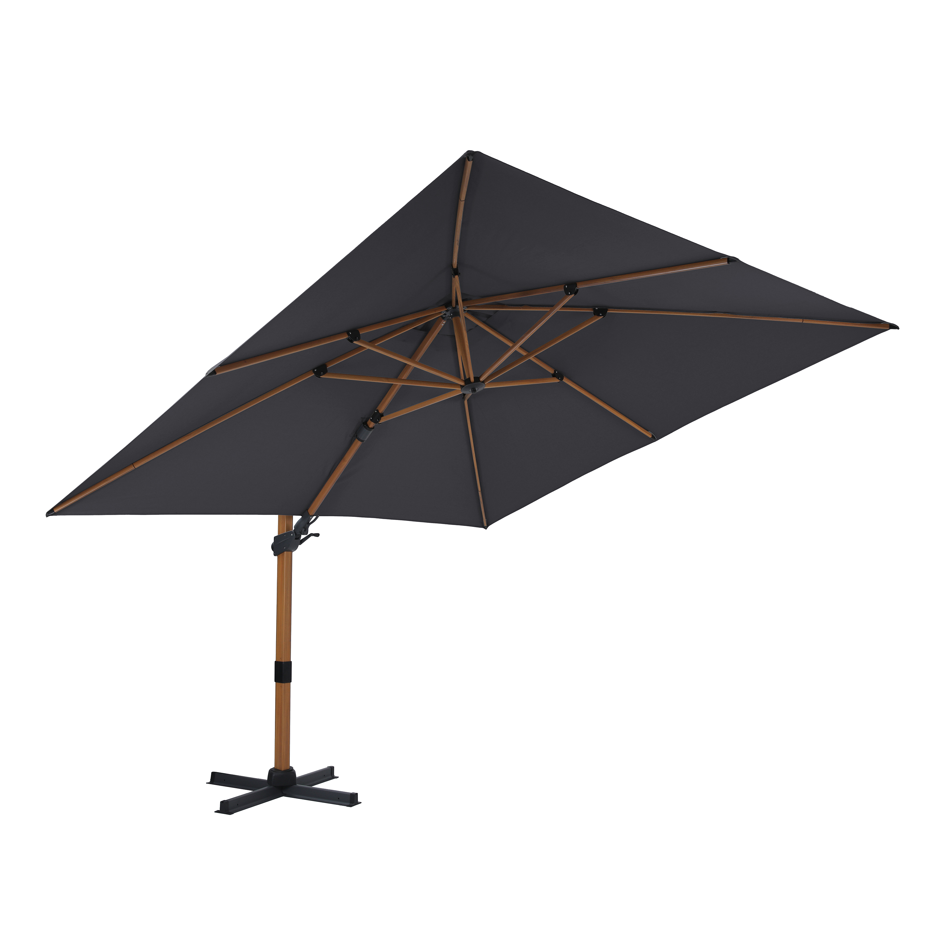 AXI Apollo Premium Zweefparasol 300x300cm Houtlook/grijs