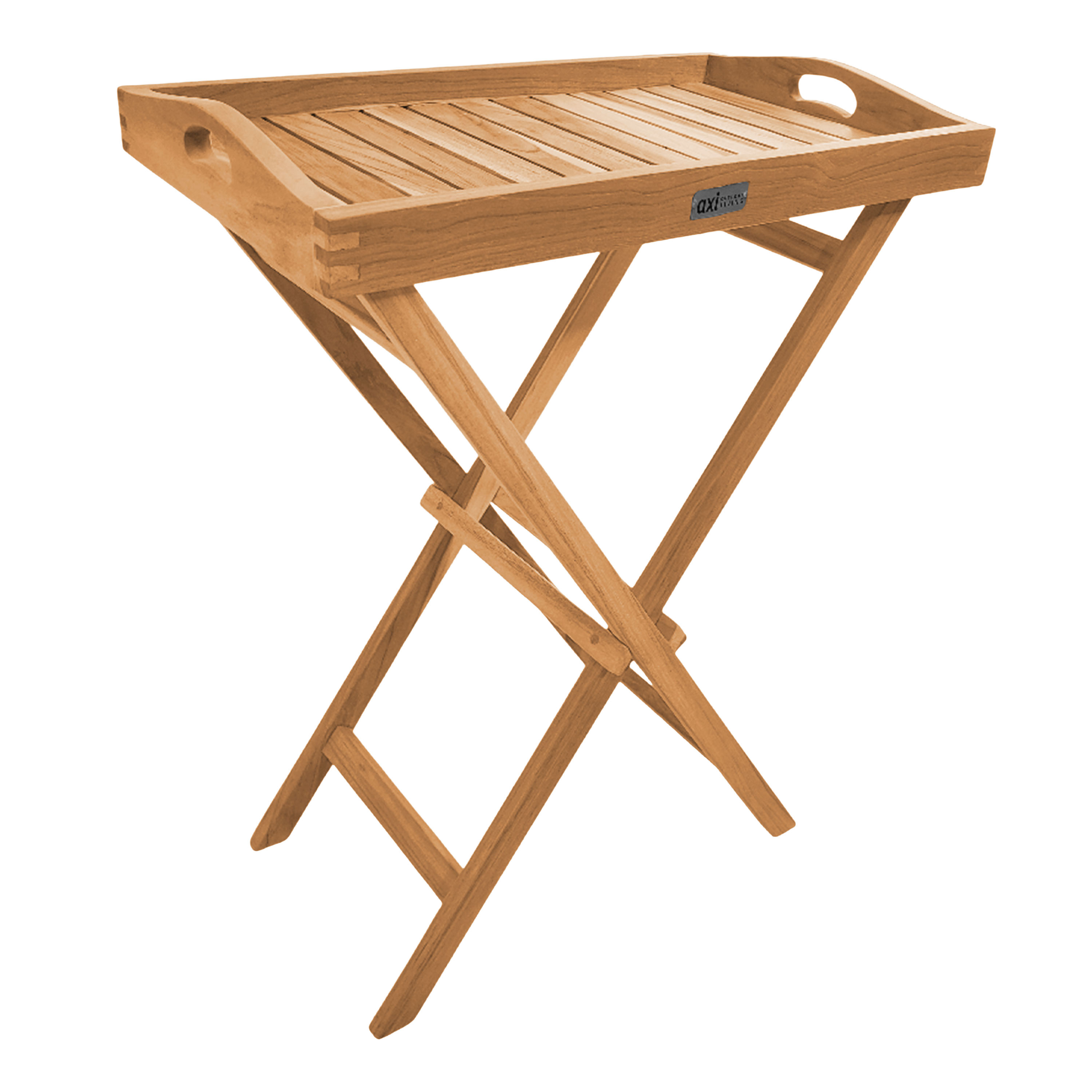AXI Lora Teak Folding Side Table with Removable Tray