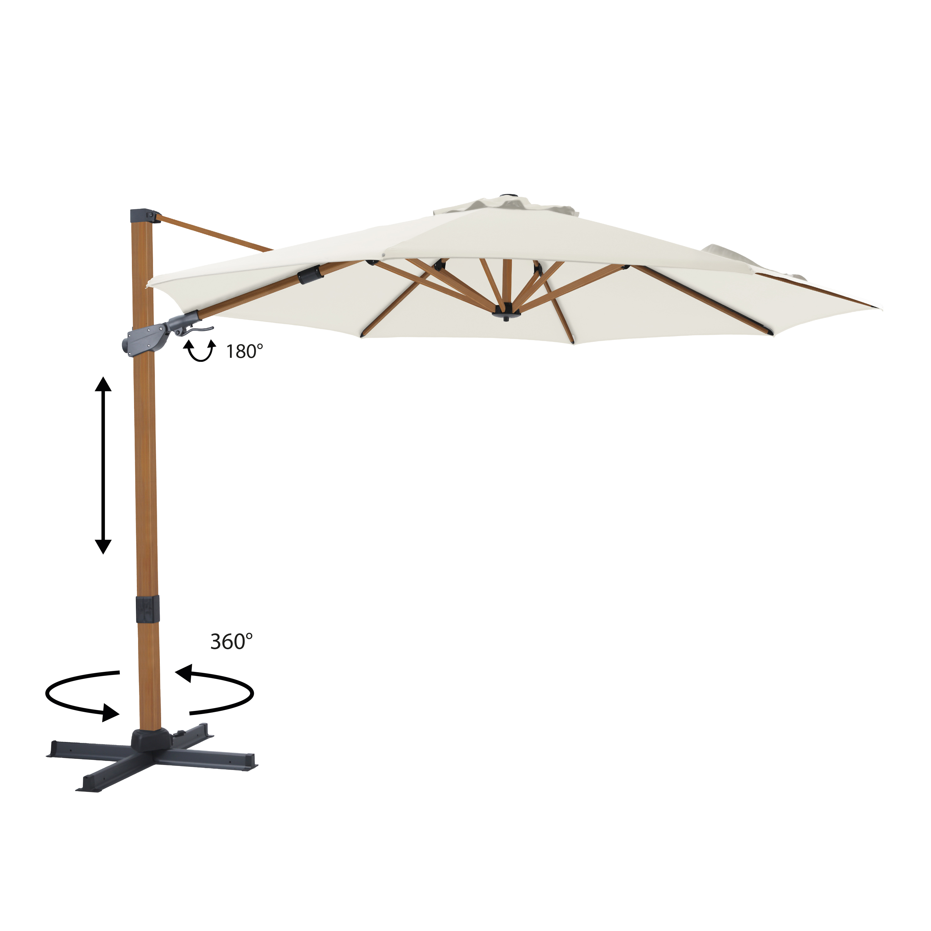 AXI Cyrus Premium Zweefparasol Ã˜ 300cm Houtlook/beige