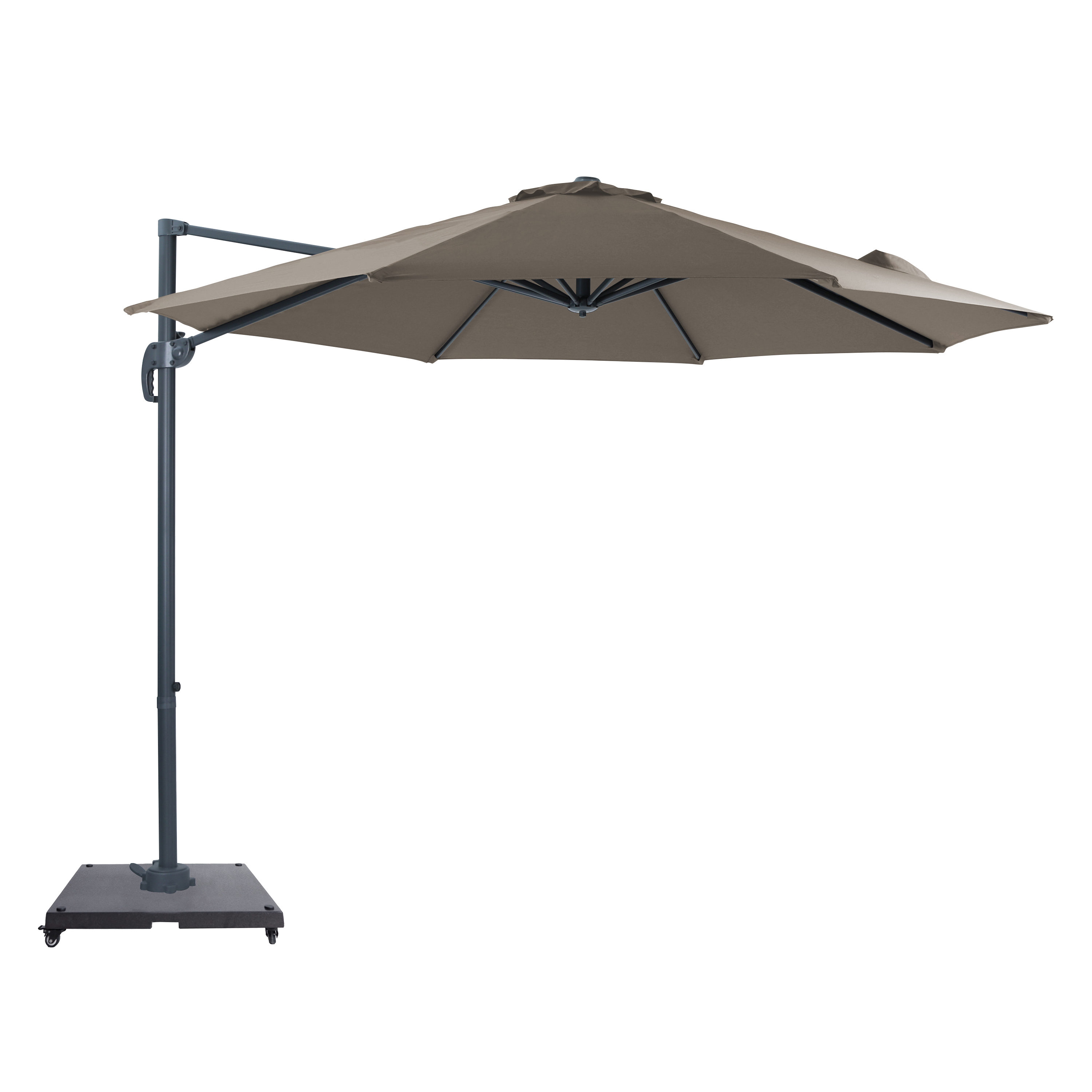 AXI Marisol Cantilever Parasol Ø 300cm incl. parasol base with wheels Anthracite/Taupe – Complete set